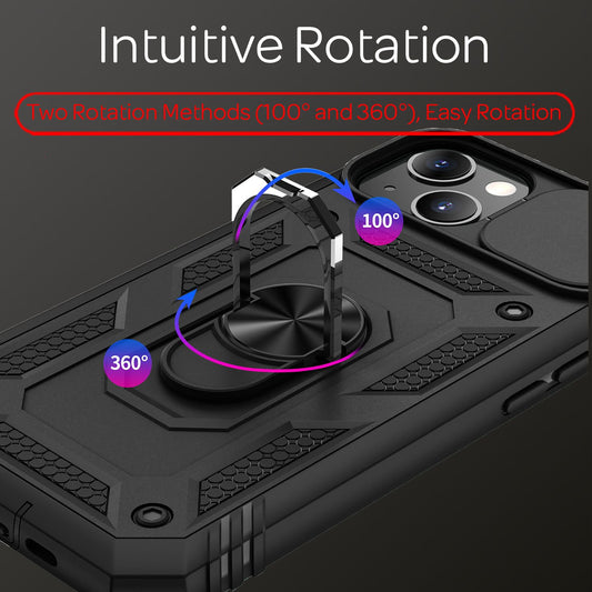 NALIA Military-Style Ringhülle für iPhone 13, Extrem Schützend mit Display-Rahmen & Kamera-Abdeckung