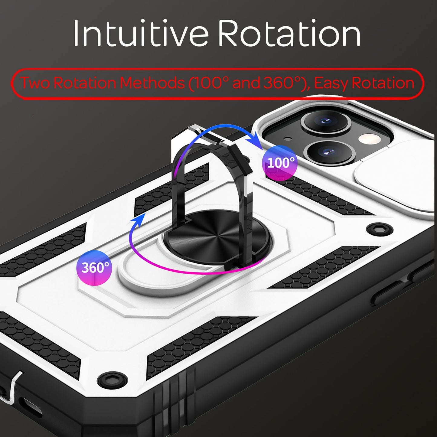 NALIA Military-Style Ringhülle für iPhone 13, Extrem Schützend mit Display-Rahmen & Kamera-Abdeckung