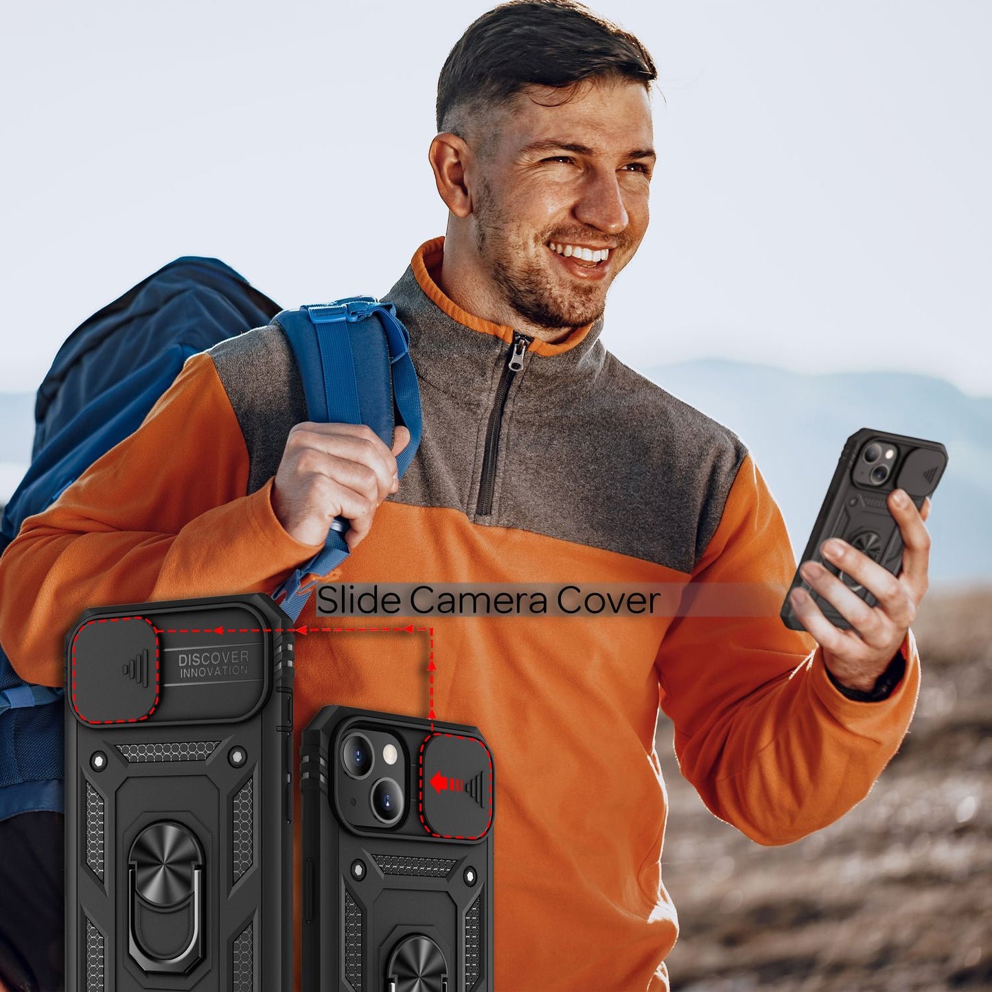 NALIA Military-Style Ringhülle für iPhone 13, Extrem Schützend mit Display-Rahmen & Kamera-Abdeckung