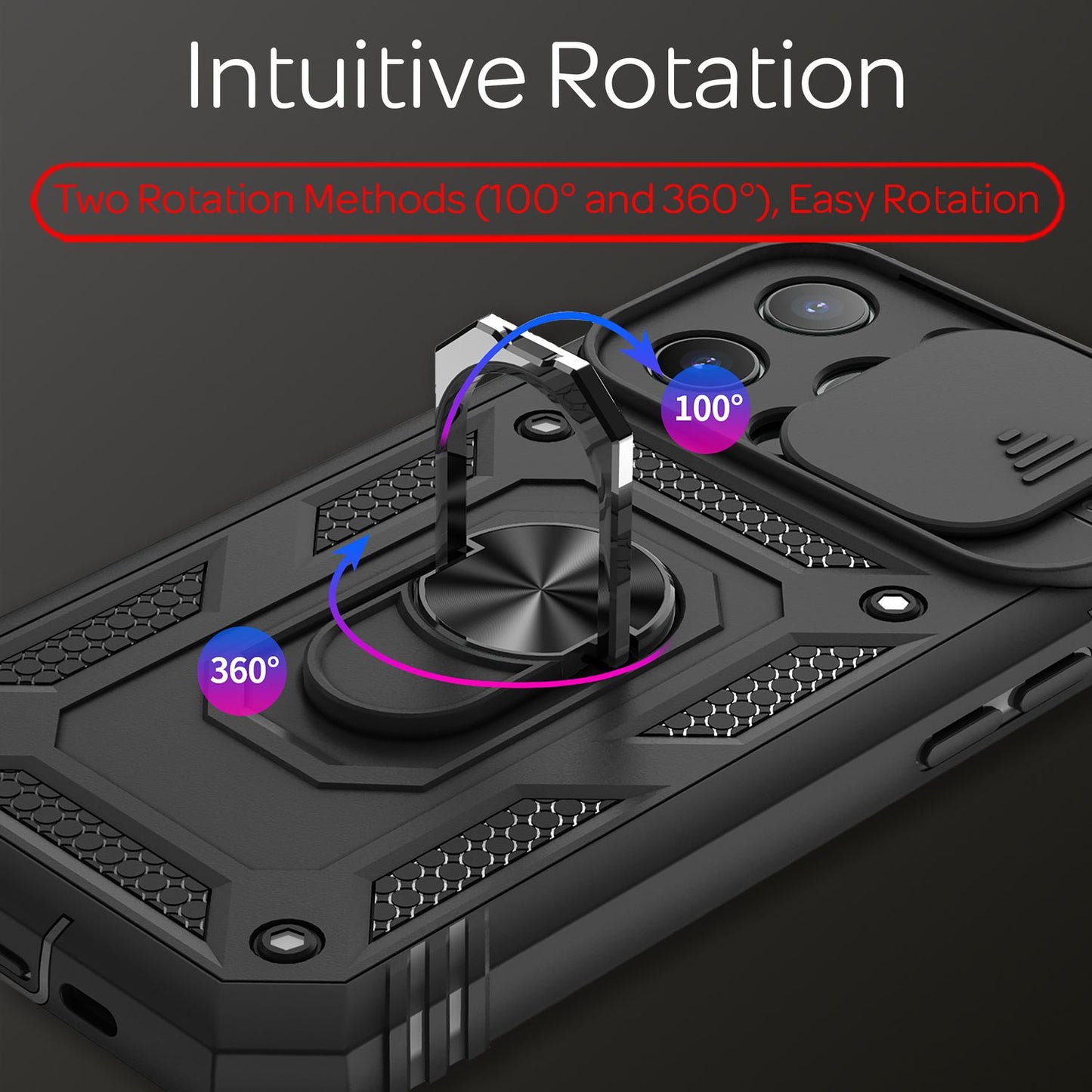 NALIA Military-Style Ringhülle für iPhone 13 Pro, Extrem Schützend mit Display-Rahmen & Kamera-Abdeckung, 360° Ring für Standfunktion & KFZ-Halterung
