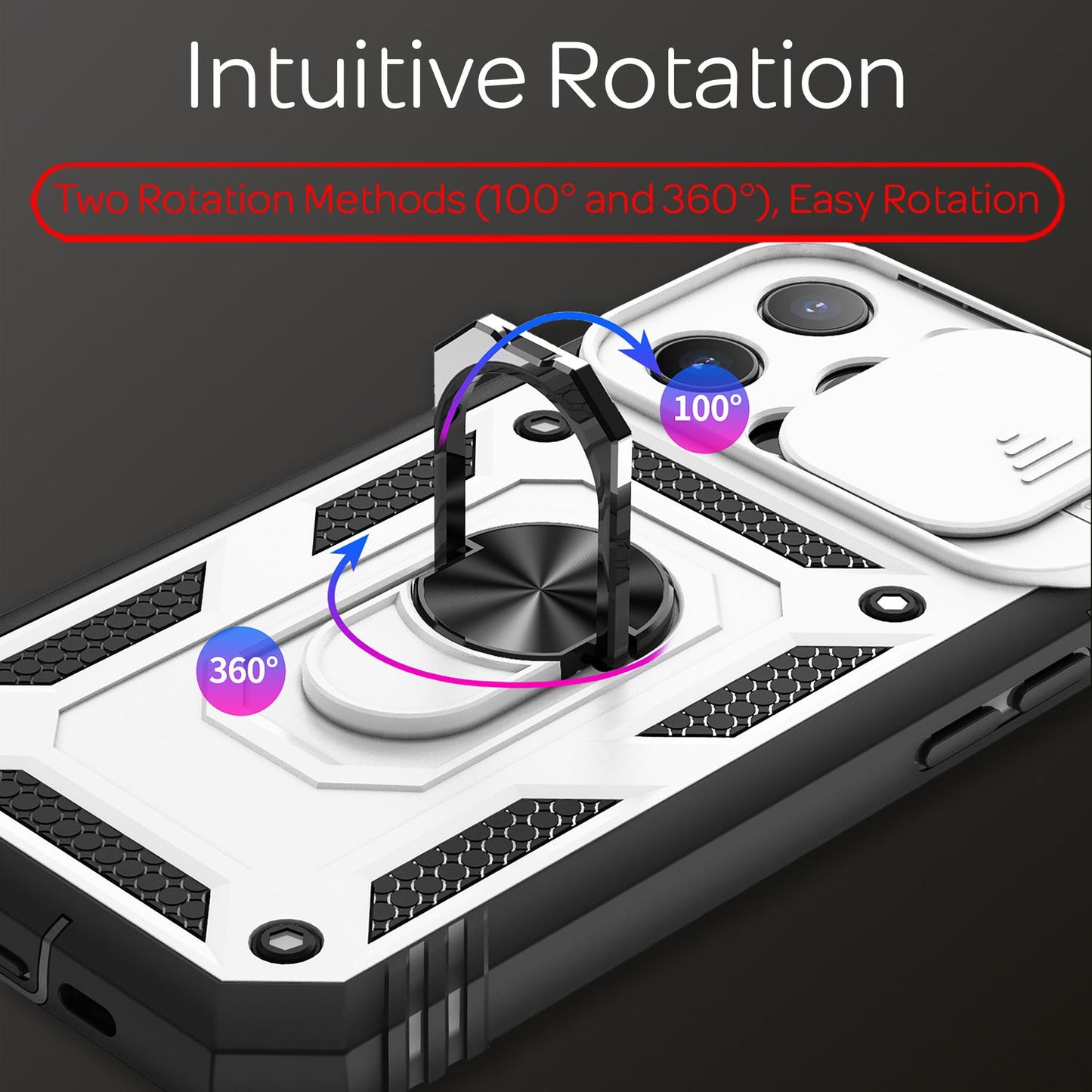 NALIA Military-Style Ringhülle für iPhone 13 Pro, Extrem Schützend mit Display-Rahmen & Kamera-Abdeckung, 360° Ring für Standfunktion & KFZ-Halterung