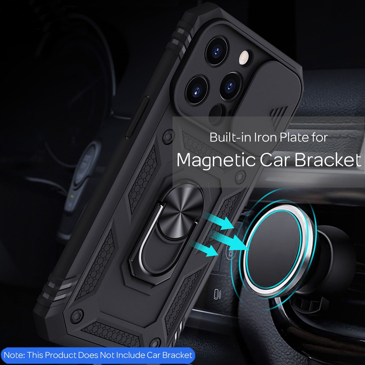 NALIA Military-Style Ringhülle für iPhone 13 Pro, Extrem Schützend mit Display-Rahmen & Kamera-Abdeckung, 360° Ring für Standfunktion & KFZ-Halterung