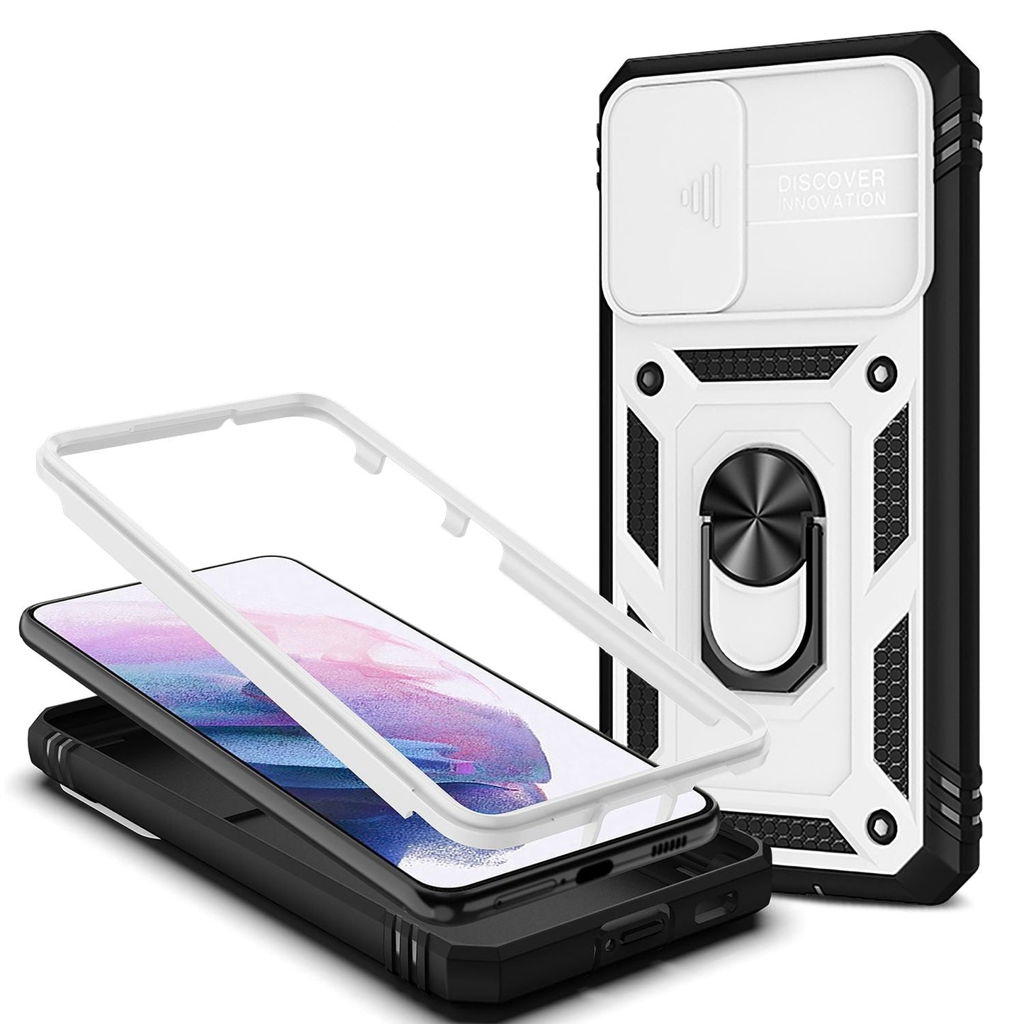 NALIA Military-Style Ringhülle für Samsung Galaxy S21, Extrem Schützend mit Display-Rahmen & Kamera-Abdeckung