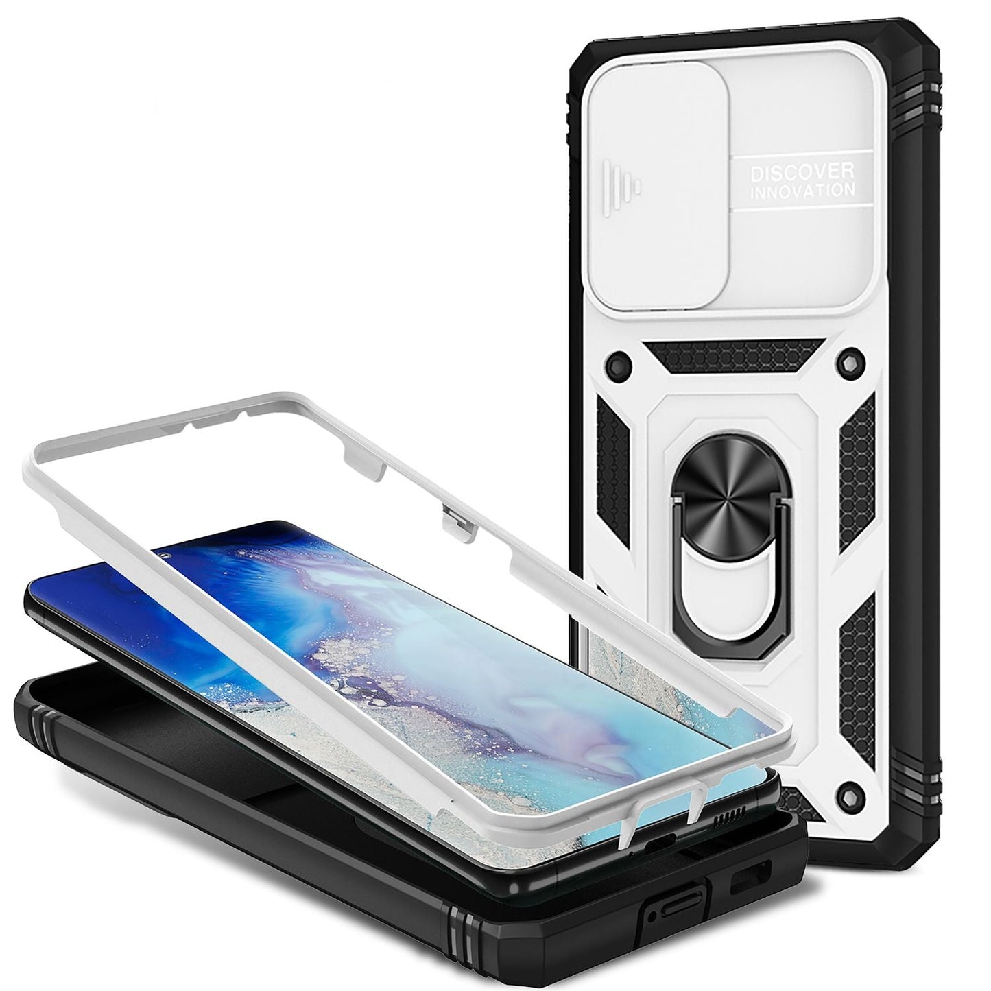 NALIA Galaxy S21 Ultra Ringhülle Extrem Schutz - 360° Ring Standfunktion, Display-Rahmen, Kamera-Abdeckung