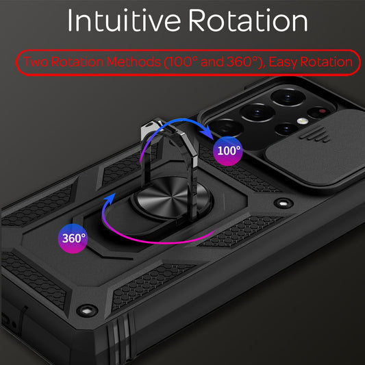 NALIA Galaxy S21 Ultra Ringhülle Extrem Schutz - 360° Ring Standfunktion, Display-Rahmen, Kamera-Abdeckung