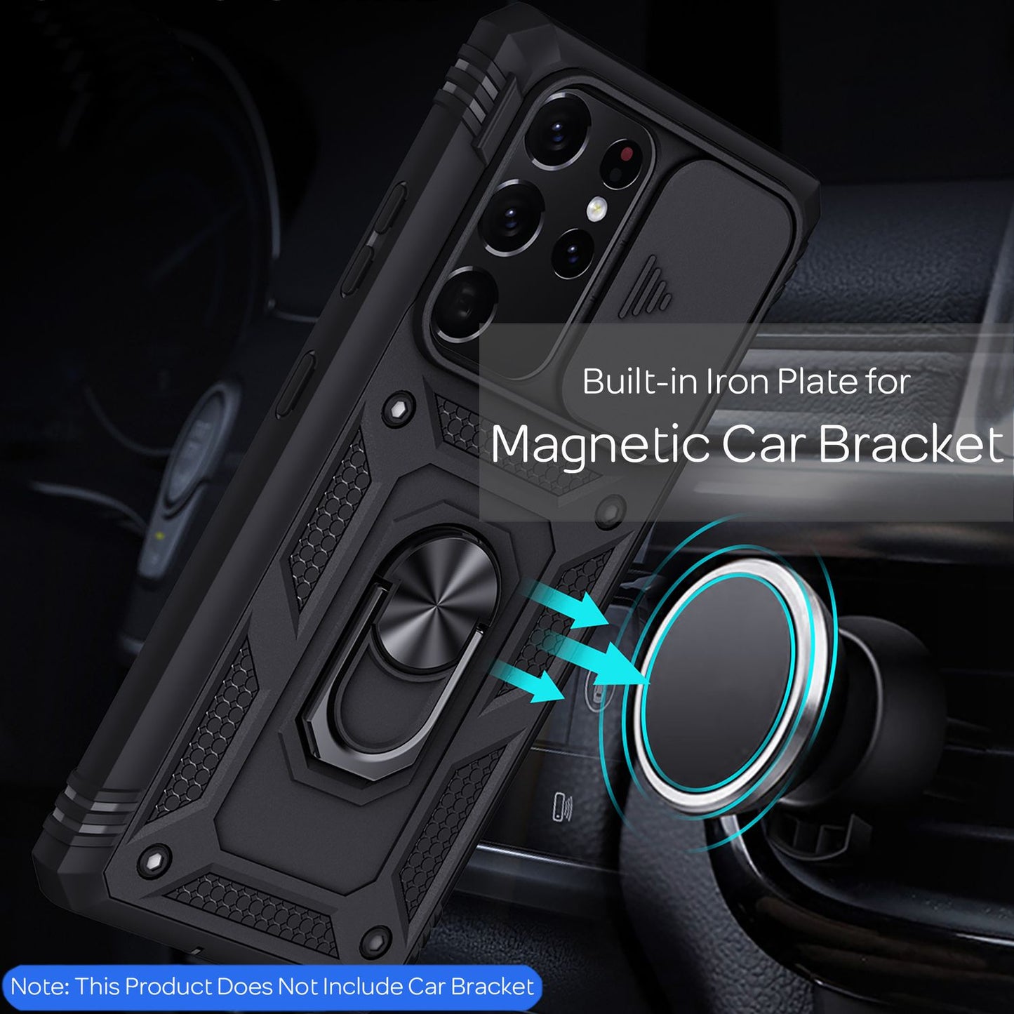 NALIA Galaxy S21 Ultra Ringhülle Extrem Schutz - 360° Ring Standfunktion, Display-Rahmen, Kamera-Abdeckung