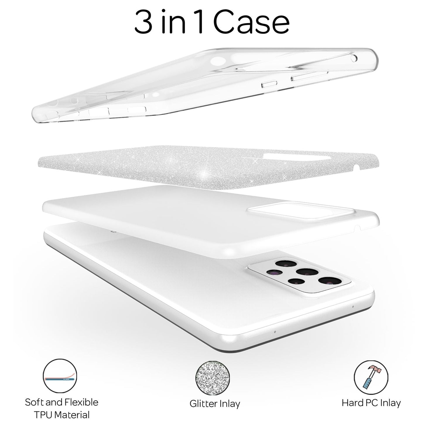 NALIA ShinePop Hülle Glitzerndes Glamour-Design - Stoßfest Passgenau Kompatibel Galaxy A33