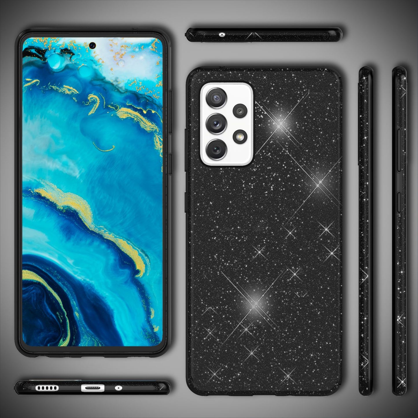 NALIA ShinePop Hülle Glitzerndes Glamour-Design - Stoßfest Passgenau Kompatibel Galaxy A33