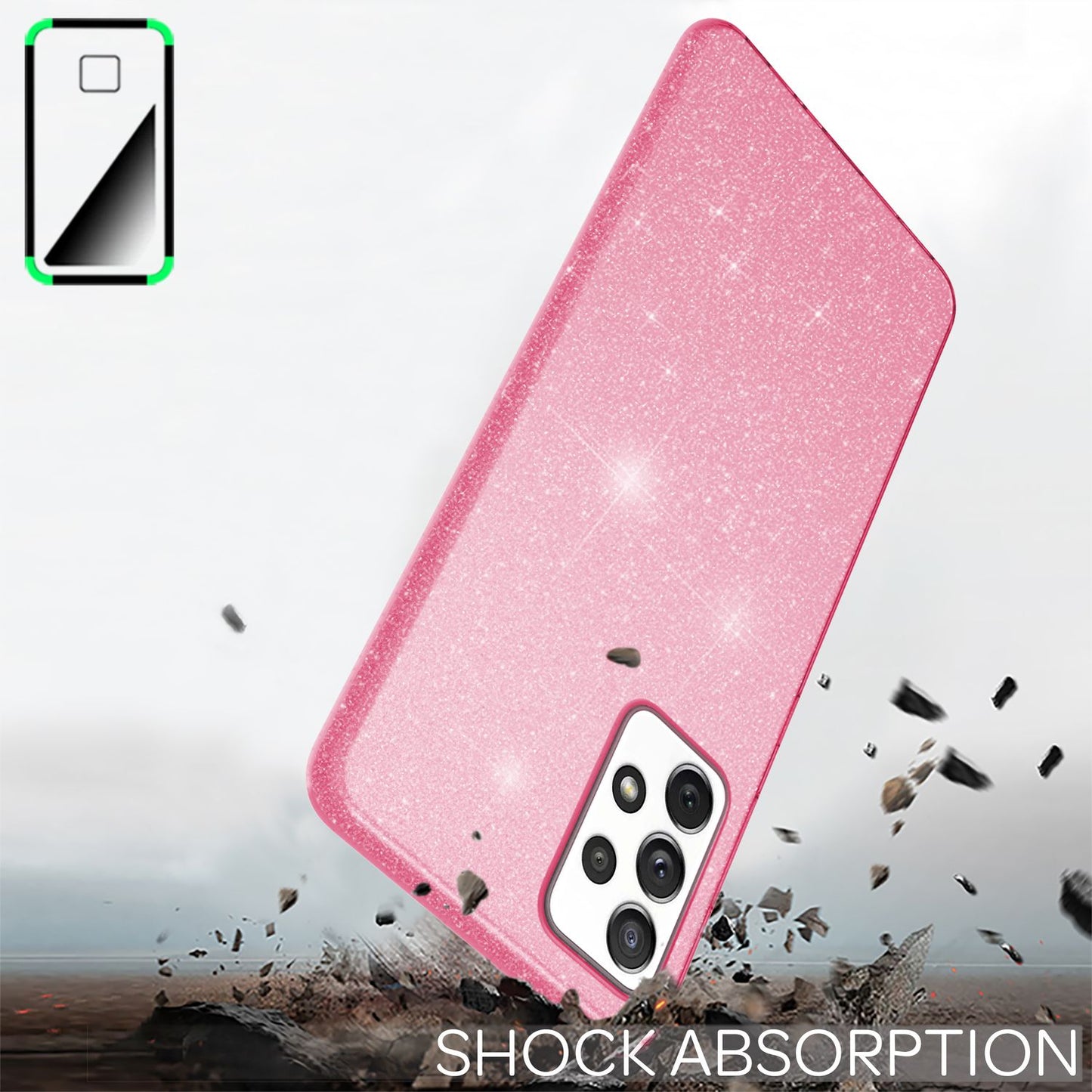 NALIA Robuste Glitzerhülle für Samsung Galaxy A53, Glänzende Glitzer Hybrid Schutzhülle Verstärkte Silikon Handyhülle