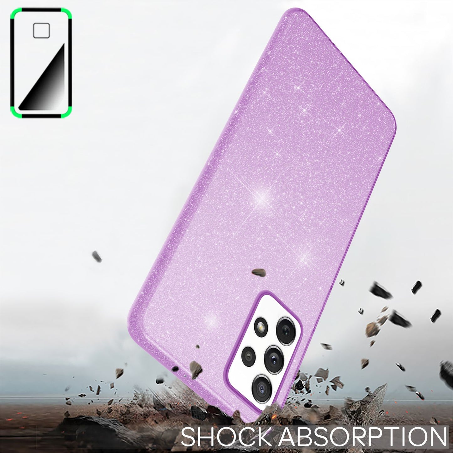 NALIA Robuste Glitzerhülle für Samsung Galaxy A53, Glänzende Glitzer Hybrid Schutzhülle Verstärkte Silikon Handyhülle