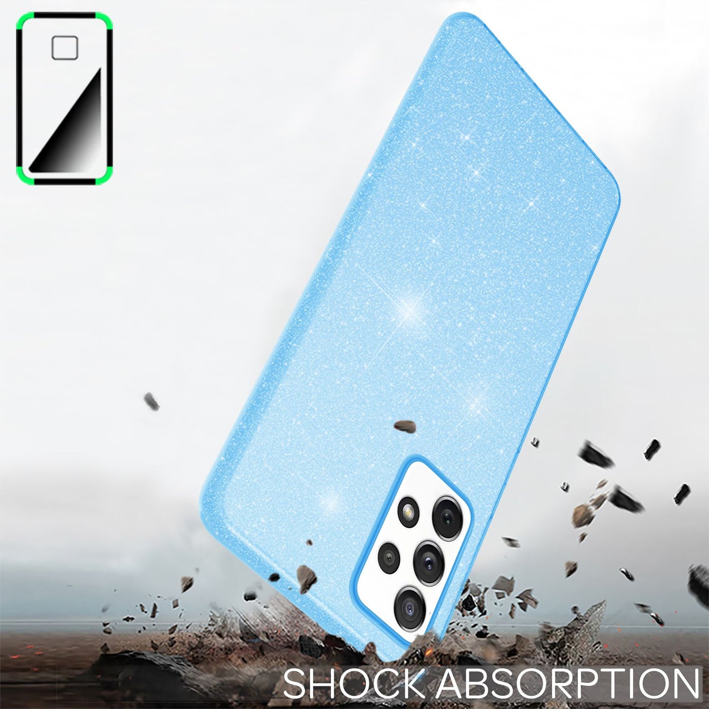 NALIA Robuste Glitzerhülle für Samsung Galaxy A53, Glänzende Glitzer Hybrid Schutzhülle Verstärkte Silikon Handyhülle