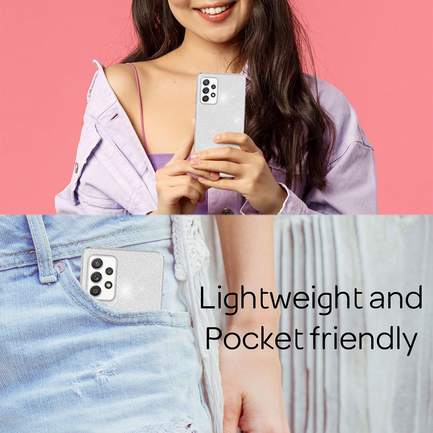 NALIA Robuste Glitzerhülle für Samsung Galaxy A53, Glänzende Glitzer Hybrid Schutzhülle Verstärkte Silikon Handyhülle