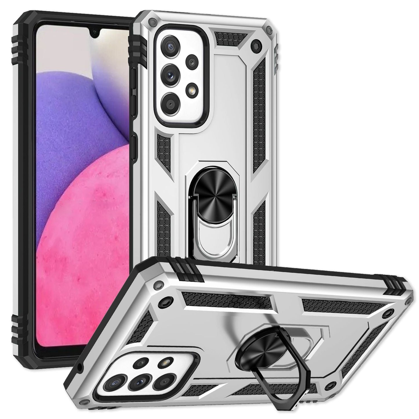 Für Samsung Galaxy A33 - Military Style Ring Hülle Stoßfest Outdoor Schutz Cover