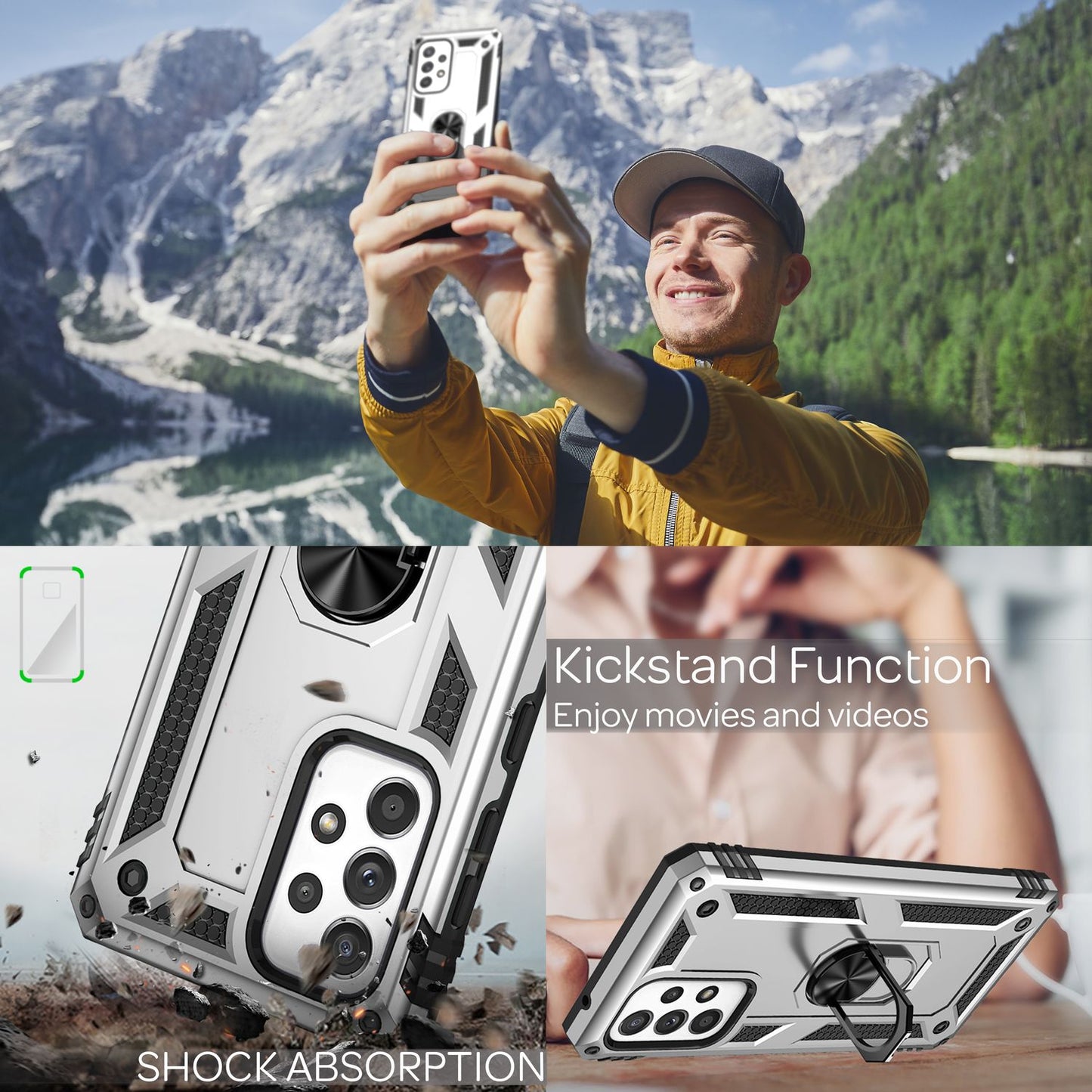 Für Samsung Galaxy A33 - Military Style Ring Hülle Stoßfest Outdoor Schutz Cover