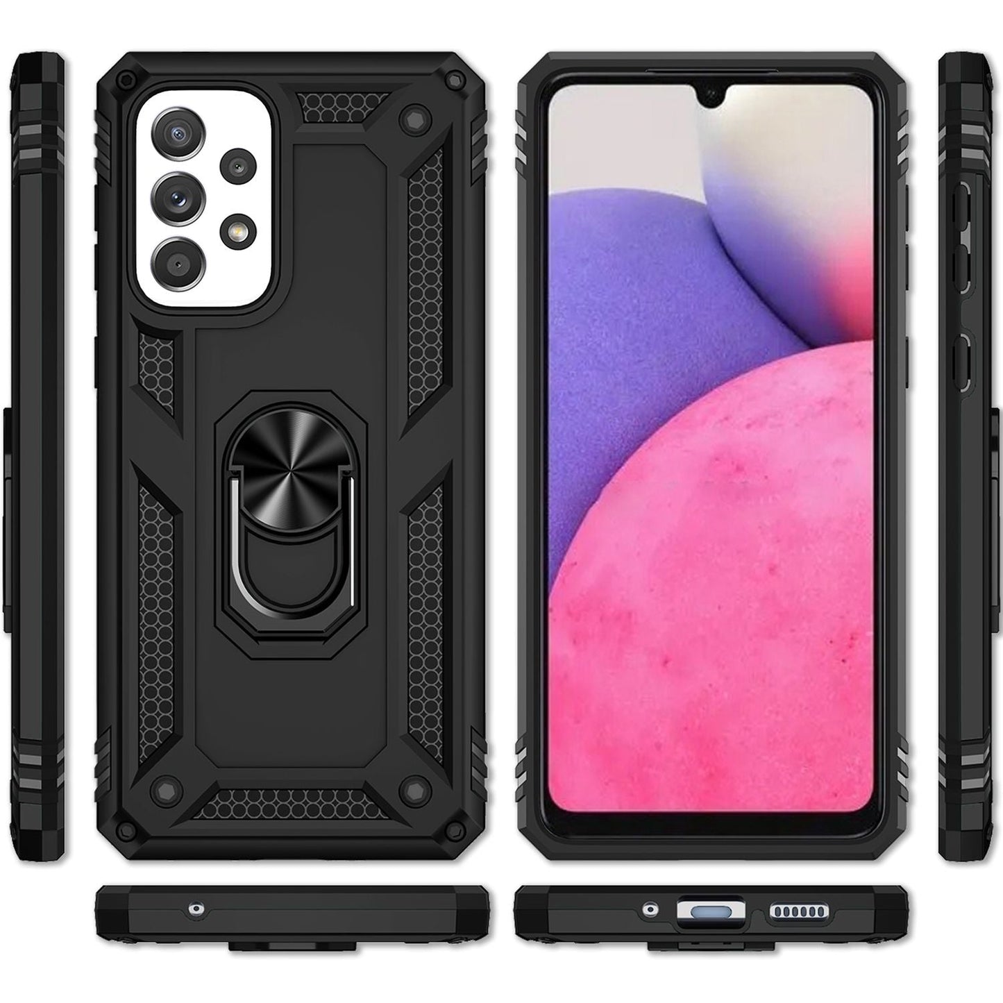 Für Samsung Galaxy A33 - Military Style Ring Hülle Stoßfest Outdoor Schutz Cover