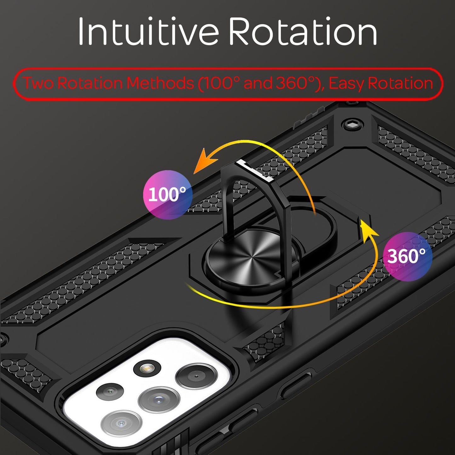 Military-Style Ringhülle für Samsung Galaxy A53, Extrem Schützend Stoßfest Robust Outdoor, Handyhülle mit 360° Ring für Standfunktion & KFZ-Halterung