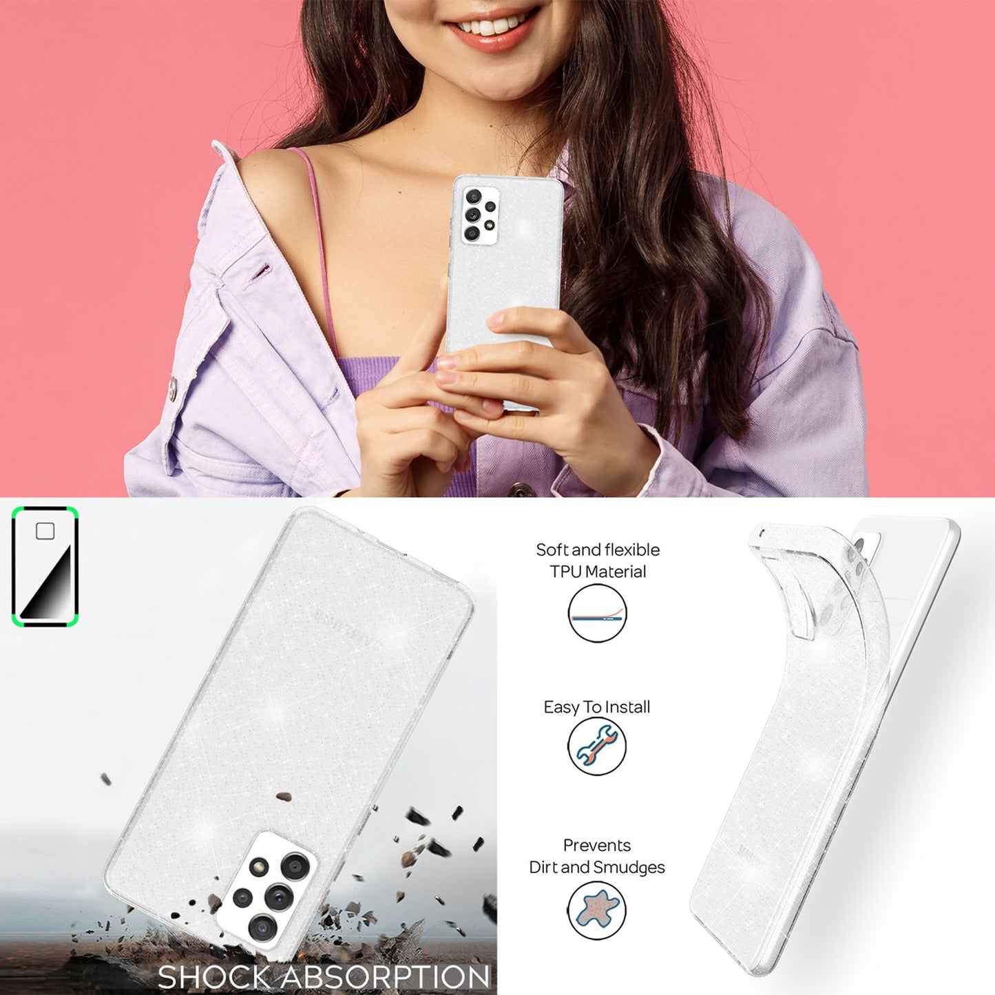 Für Samsung Galaxy A33 - Klare Glitzer Hülle Bling Diamant Silikon Handy Schutz