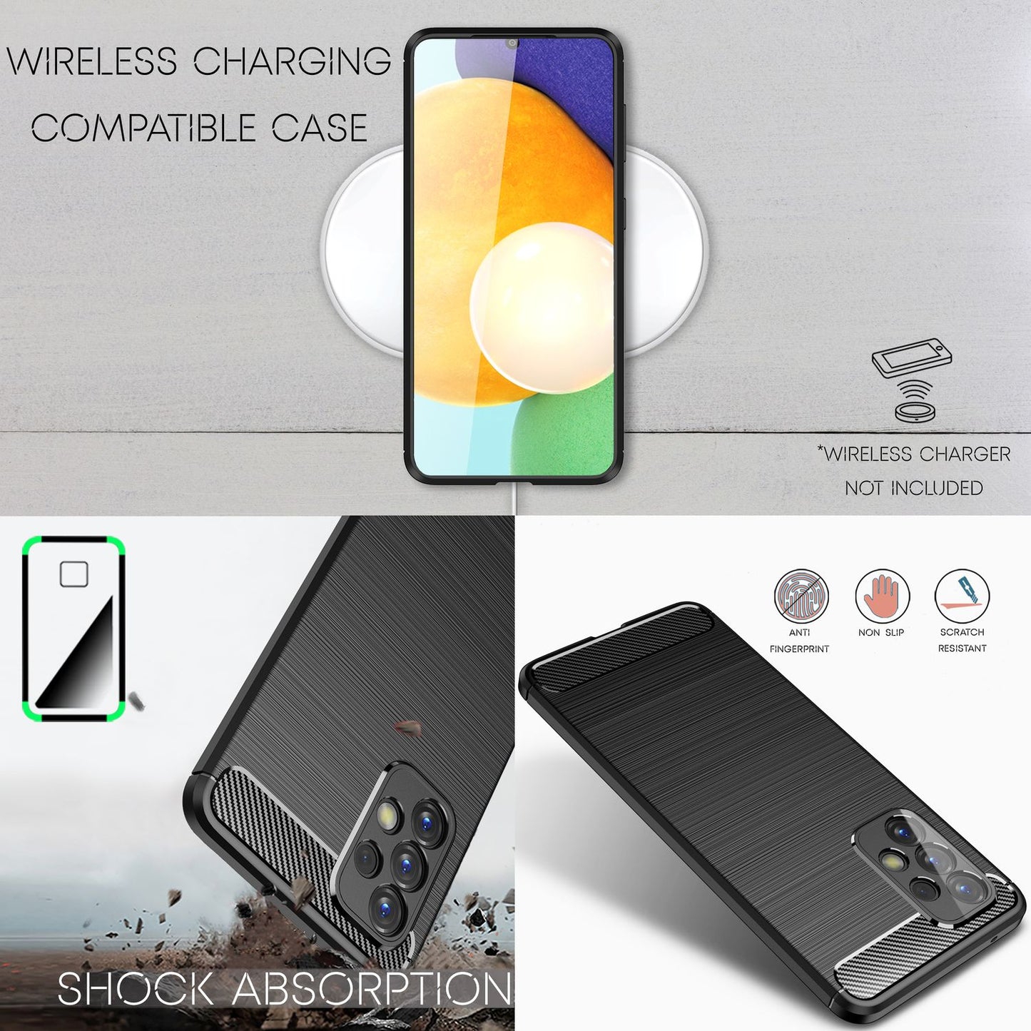 NALIA Galaxy A53 Carbon Look Case Kohlefaser-Optik Matt Schwarz - Dünne Schutzhülle, Rutschfest, Kratzfest