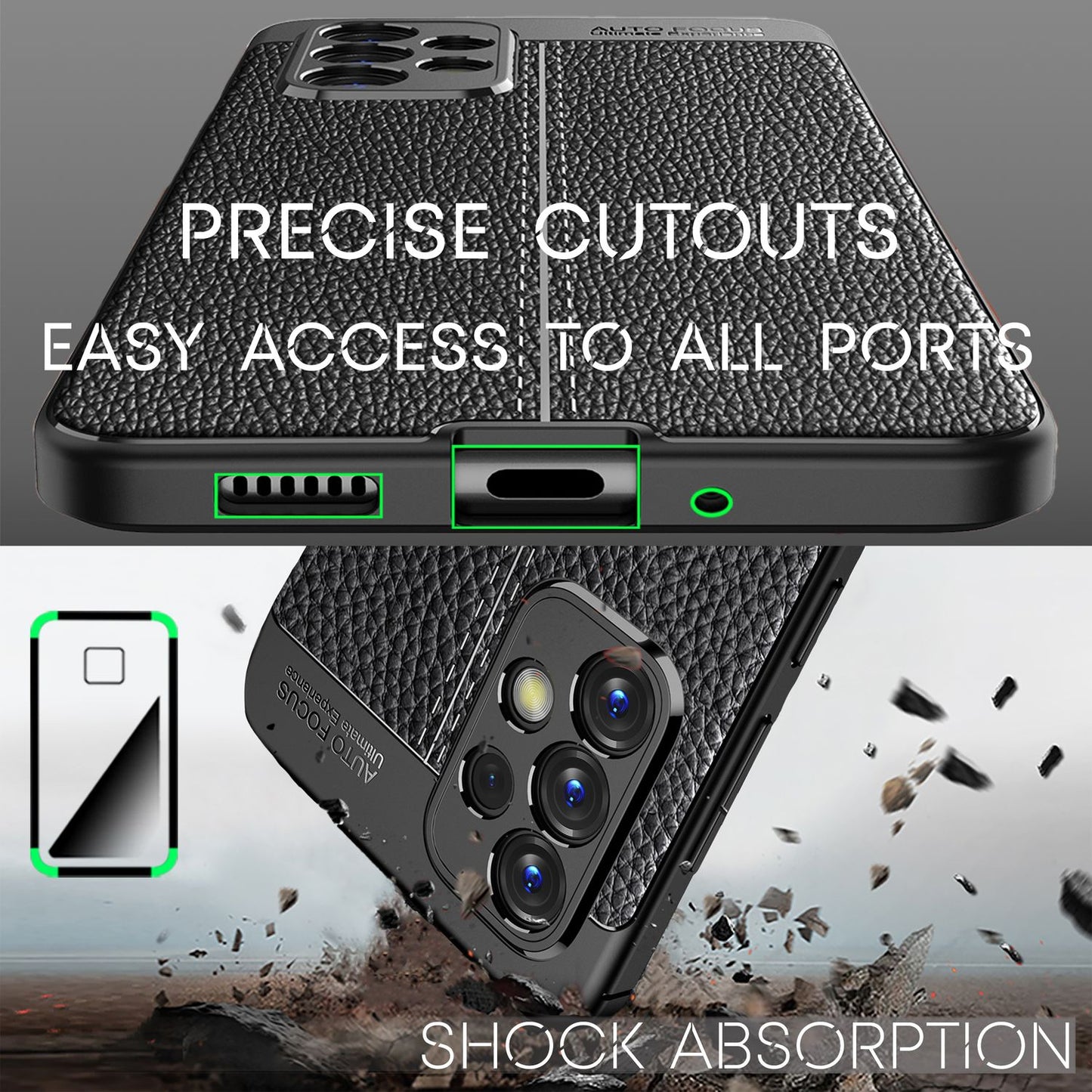 NALIA Galaxy A33 Leder Look Case Premium Schwarz - Anti Fingerabdruck, Dünn, Rutschfest