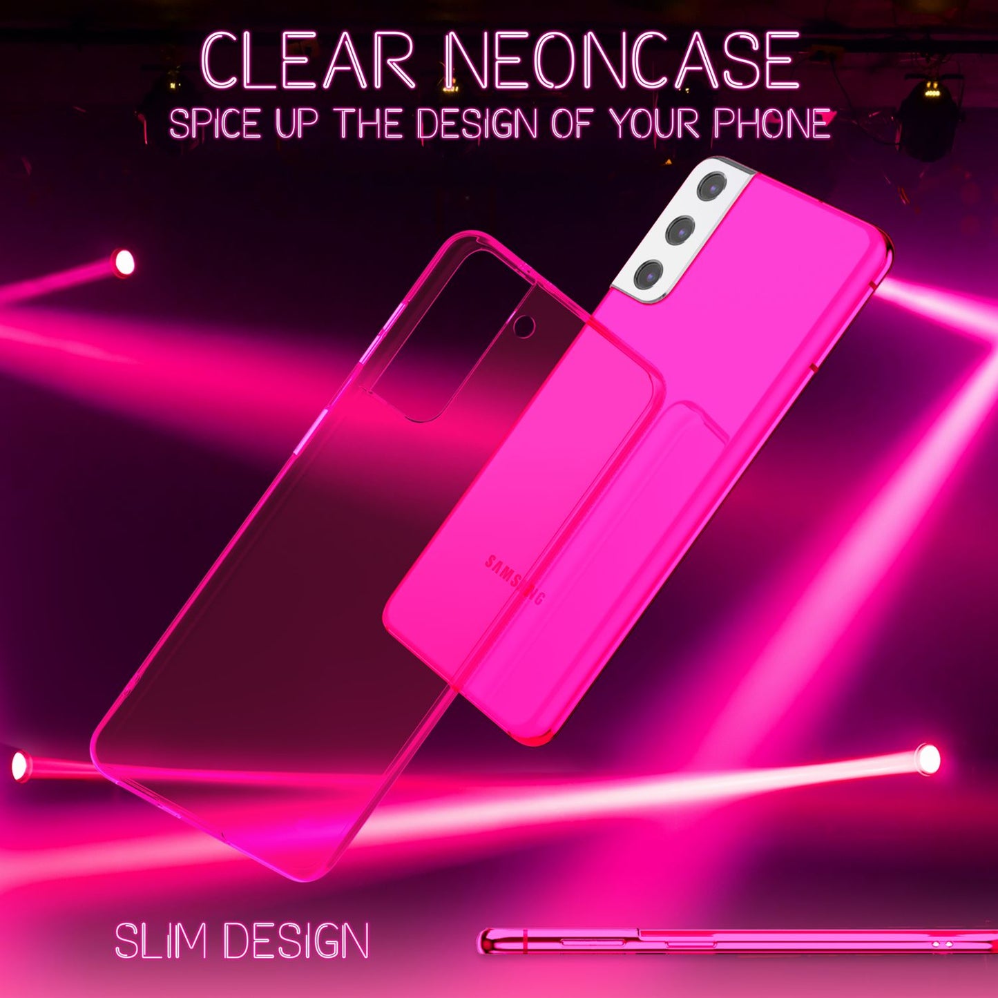 Husă NALIA Clear Neon Silicone - Compatibilă cu Galaxy S21 FE, Culori Neon Transparente Strălucitoare, Anti-Îngălbenire