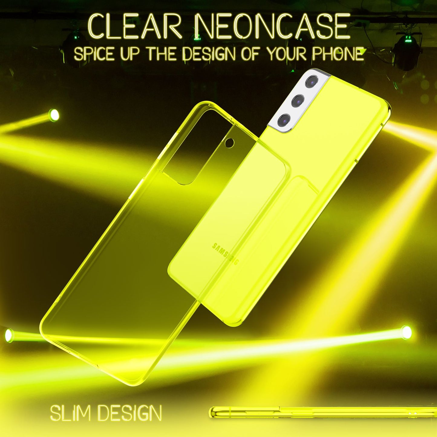 Husă NALIA Clear Neon Silicone - Compatibilă cu Galaxy S21 FE, Culori Neon Transparente Strălucitoare, Anti-Îngălbenire