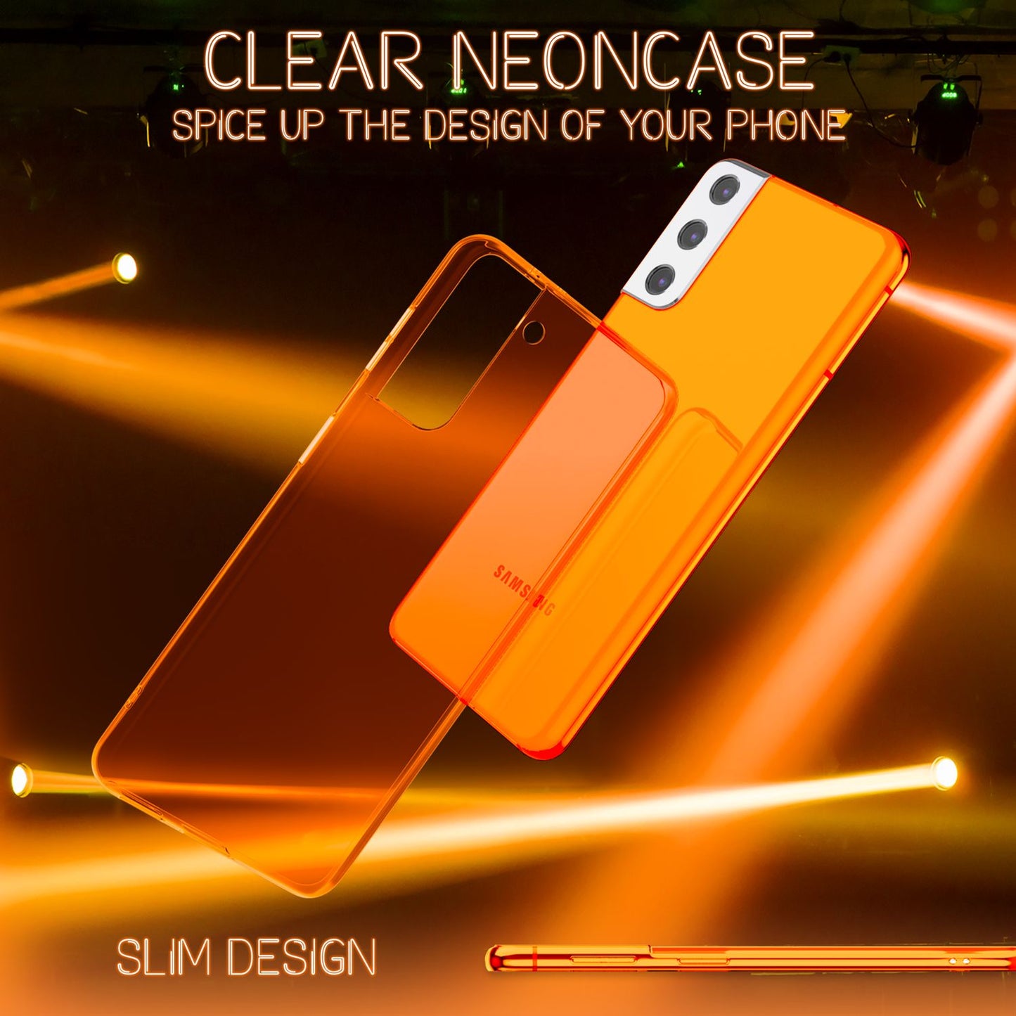 Husă NALIA Clear Neon Silicone - Compatibilă cu Galaxy S21 FE, Culori Neon Transparente Strălucitoare, Anti-Îngălbenire