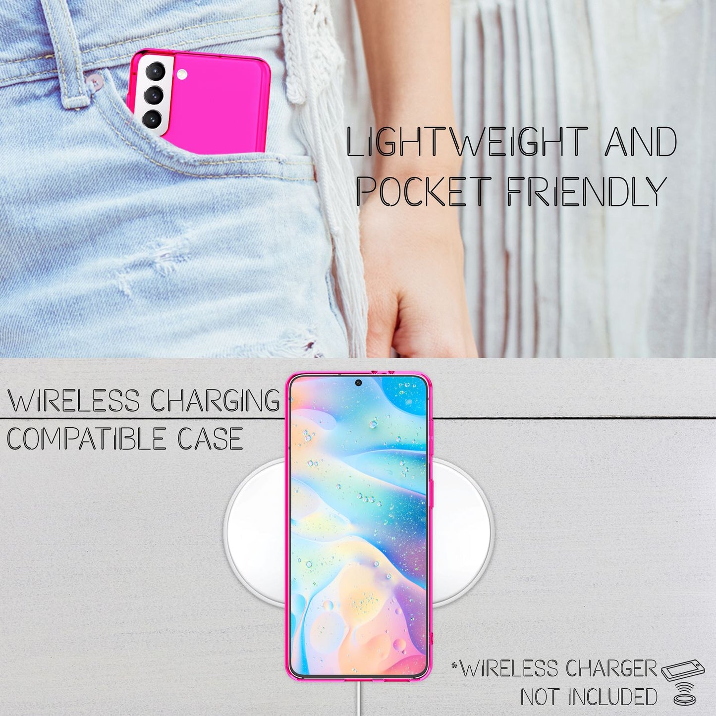 Husă NALIA Clear Neon Silicone - Compatibilă cu Galaxy S21 FE, Culori Neon Transparente Strălucitoare, Anti-Îngălbenire