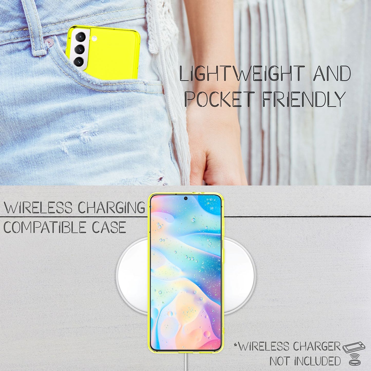 Husă NALIA Clear Neon Silicone - Compatibilă cu Galaxy S21 FE, Culori Neon Transparente Strălucitoare, Anti-Îngălbenire