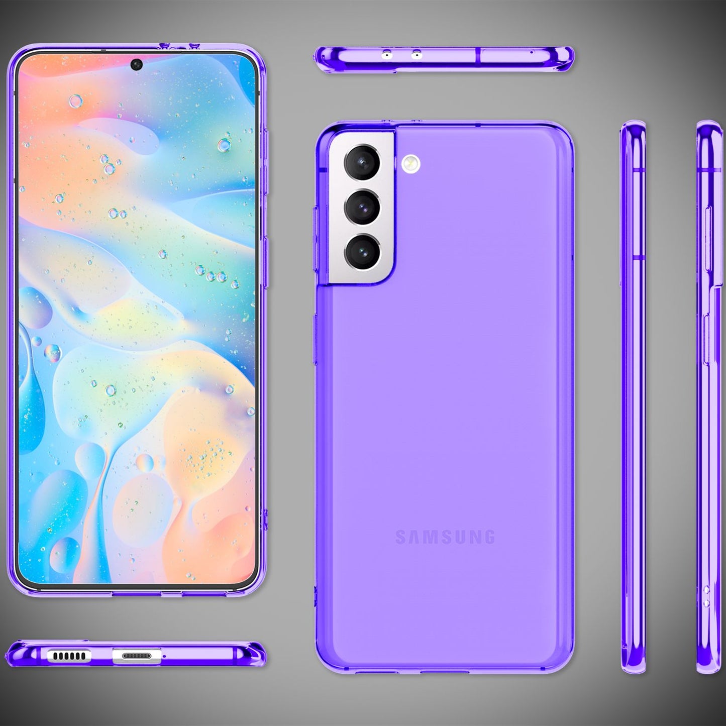 Husă NALIA Clear Neon Silicone - Compatibilă cu Galaxy S21 FE, Culori Neon Transparente Strălucitoare, Anti-Îngălbenire