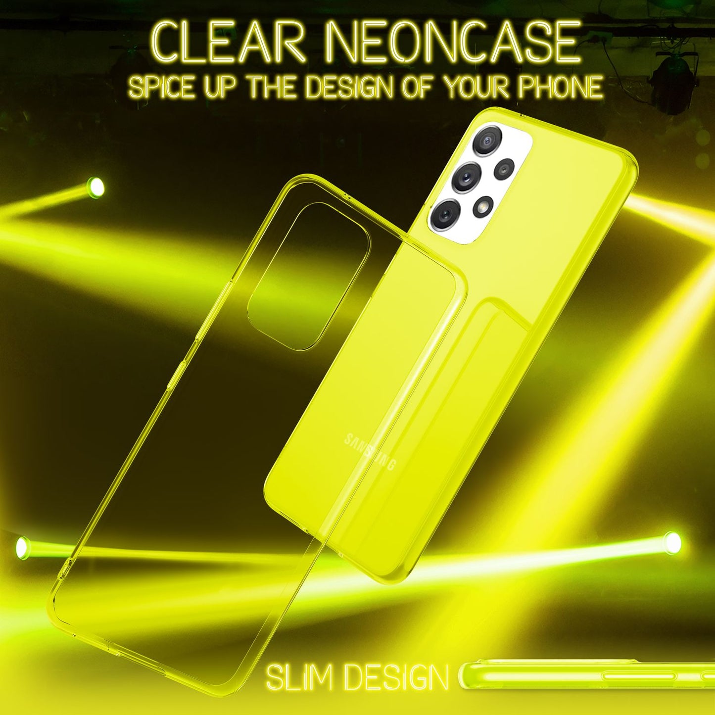 Klare Neon Silikonhülle für Samsung Galaxy A53, Handy Hülle Schutz TPU Case