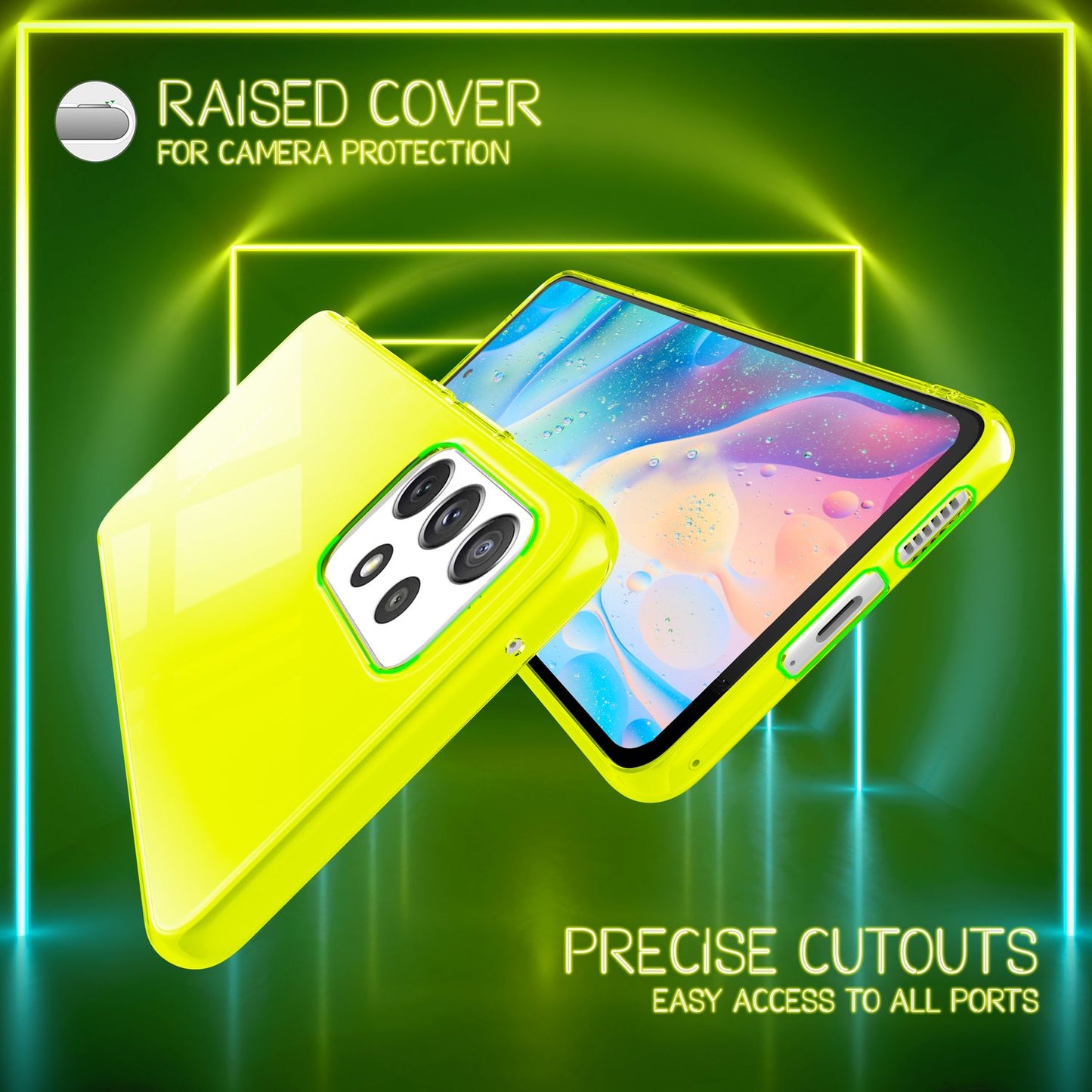 Klare Neon Silikonhülle für Samsung Galaxy A53, Handy Hülle Schutz TPU Case