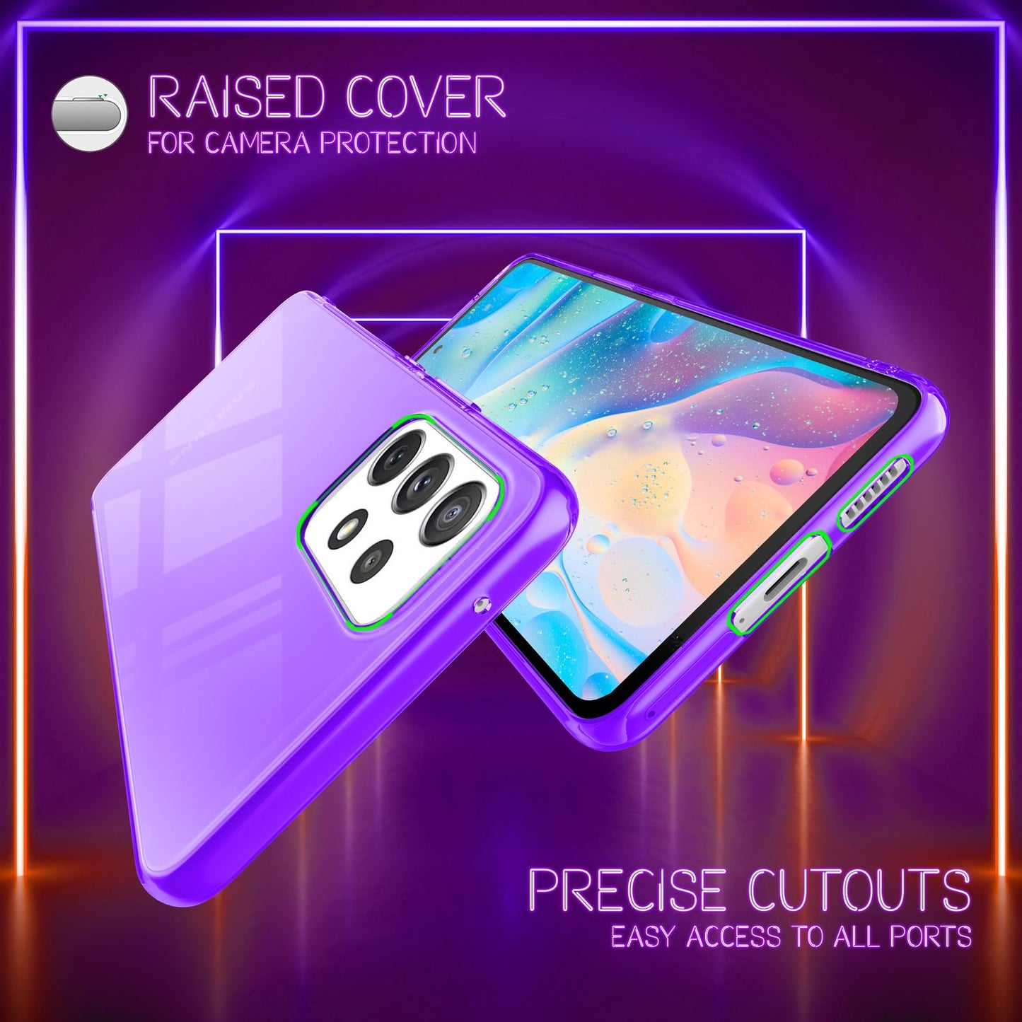 Klare Neon Silikonhülle für Samsung Galaxy A53, Handy Hülle Schutz TPU Case