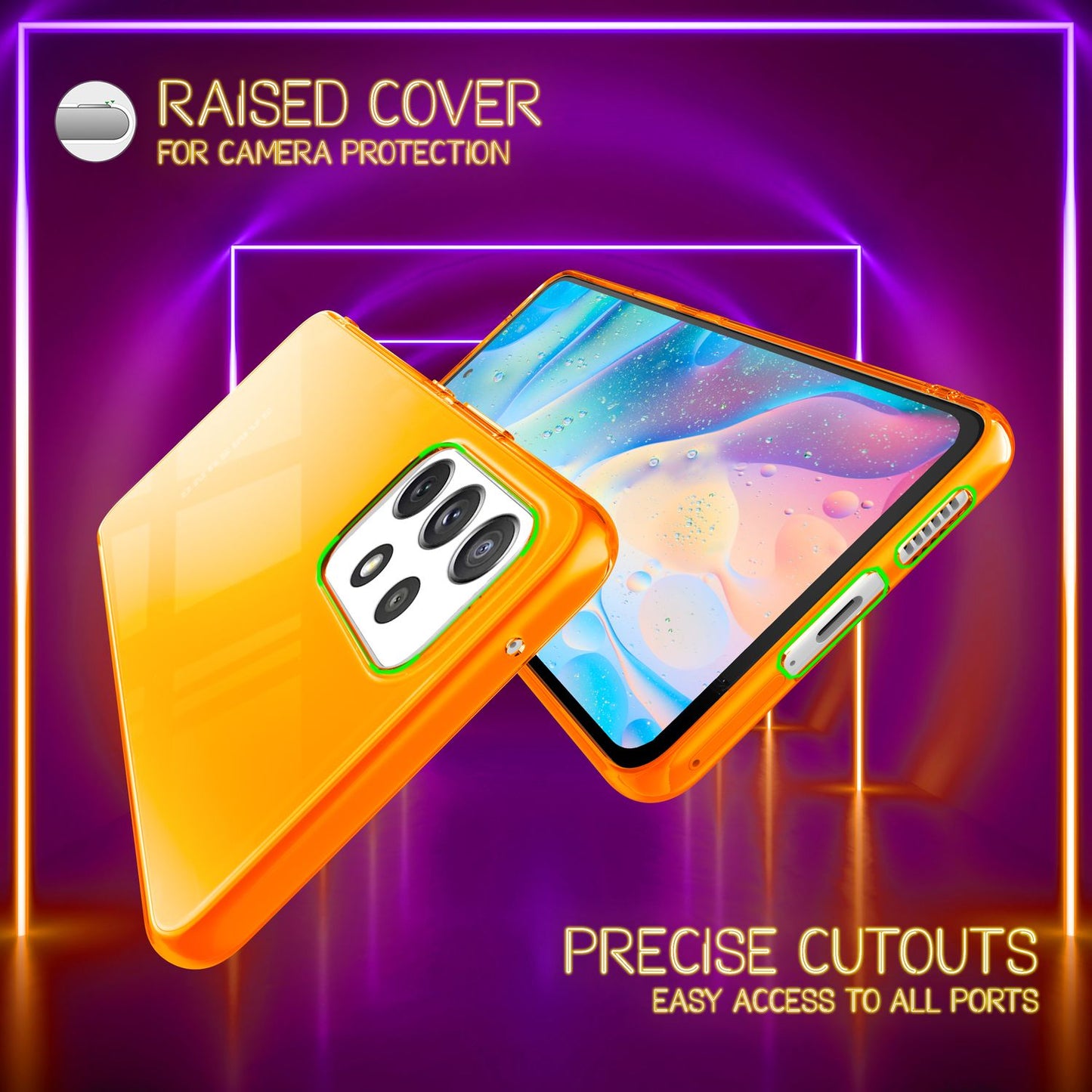 Klare Neon Silikonhülle für Samsung Galaxy A53, Handy Hülle Schutz TPU Case