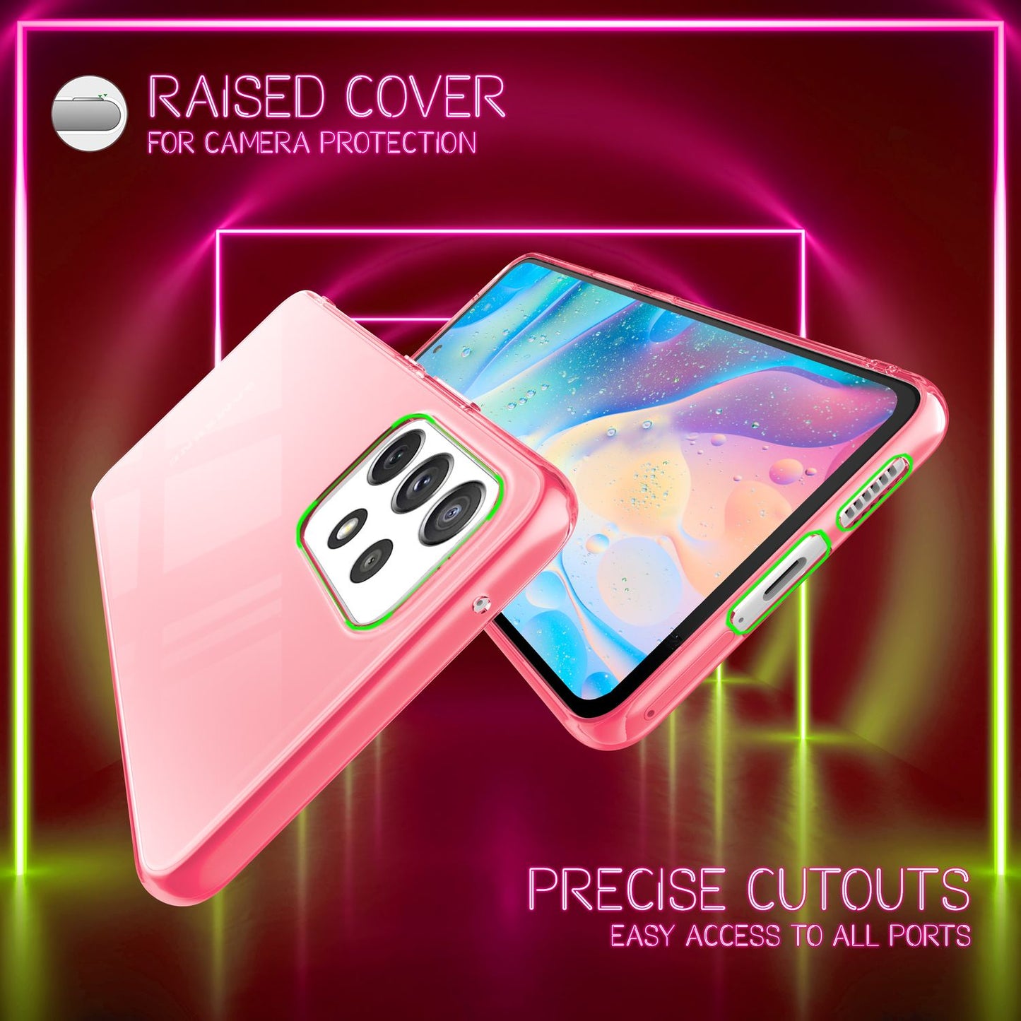 Klare Neon Silikonhülle für Samsung Galaxy A53, Handy Hülle Schutz TPU Case