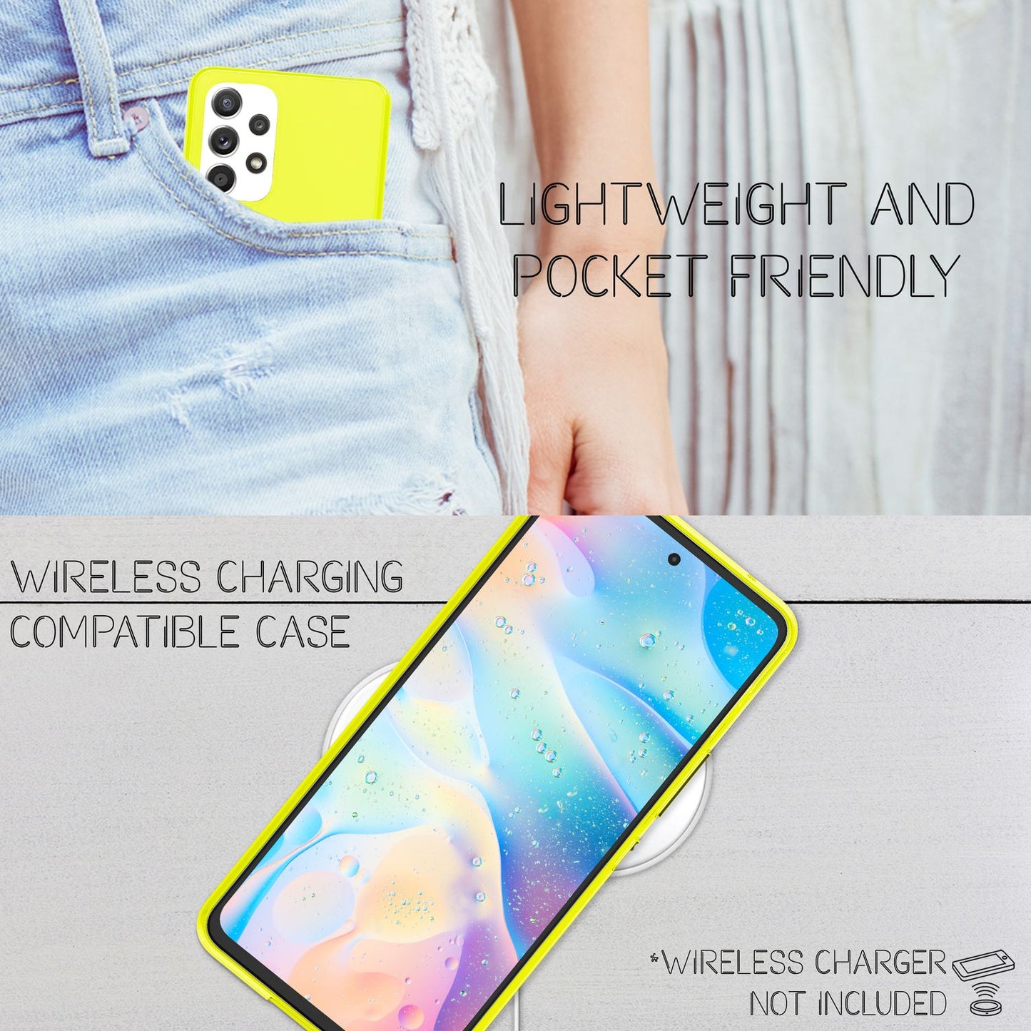 Klare Neon Silikonhülle für Samsung Galaxy A53, Handy Hülle Schutz TPU Case
