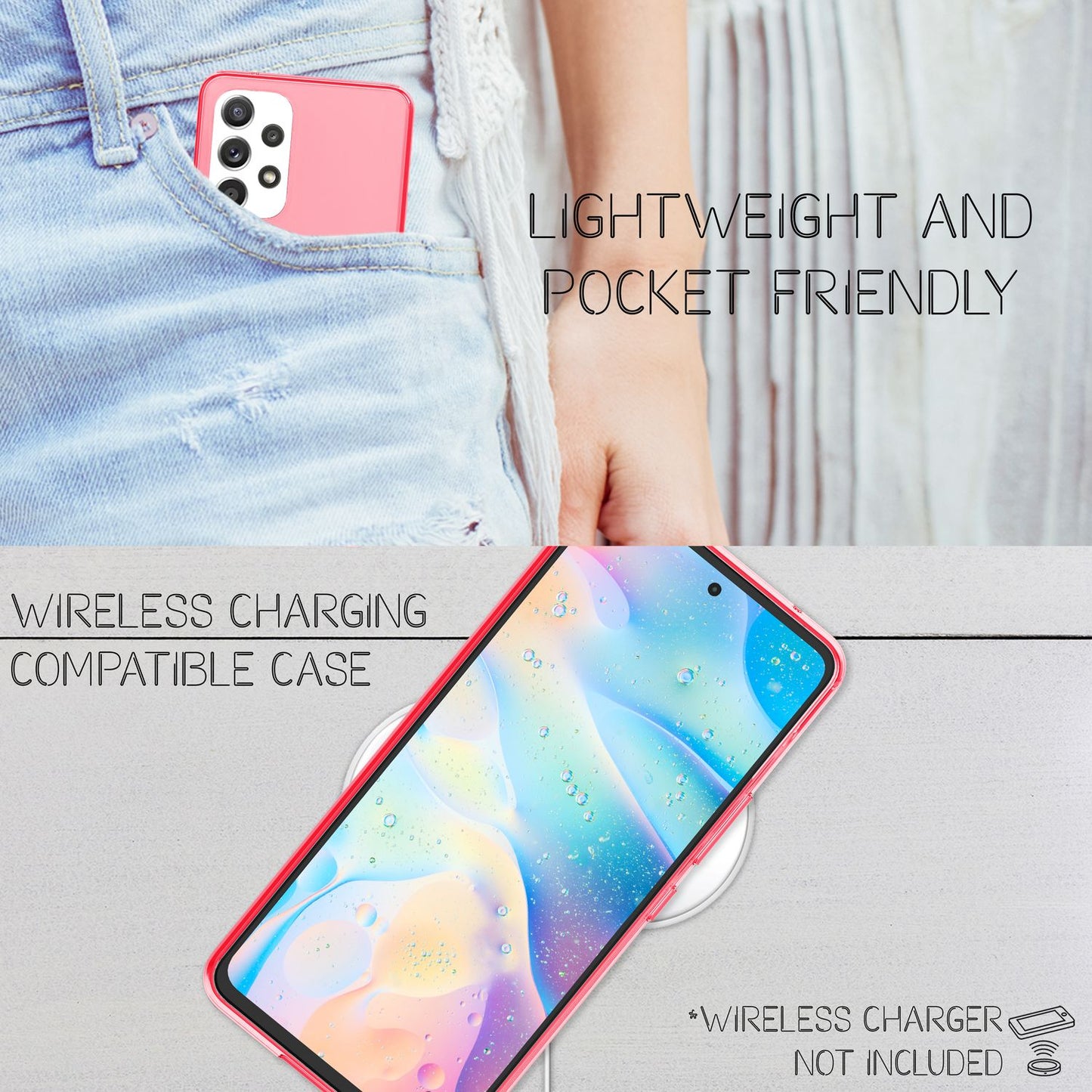 Klare Neon Silikonhülle für Samsung Galaxy A53, Handy Hülle Schutz TPU Case