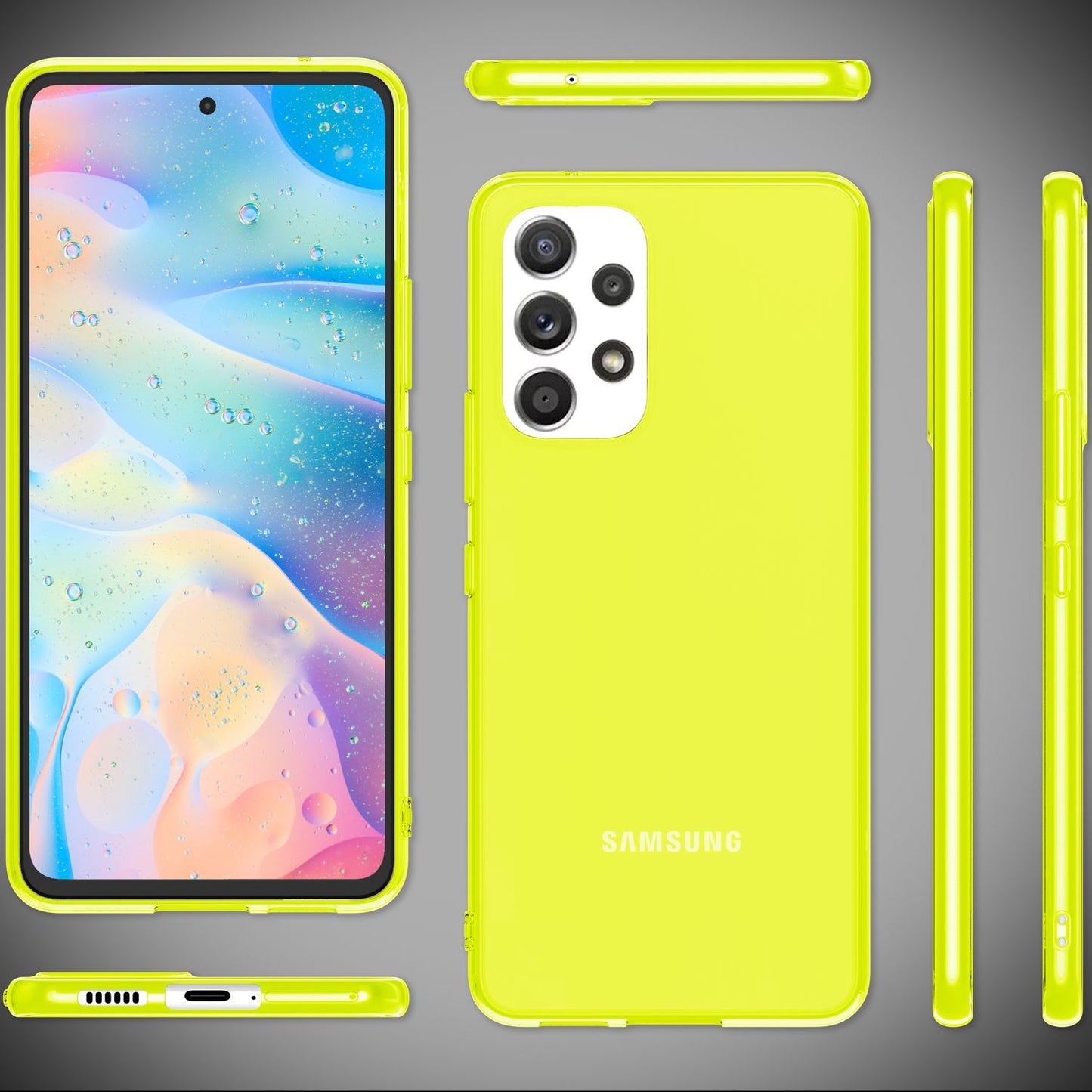 Klare Neon Silikonhülle für Samsung Galaxy A53, Handy Hülle Schutz TPU Case