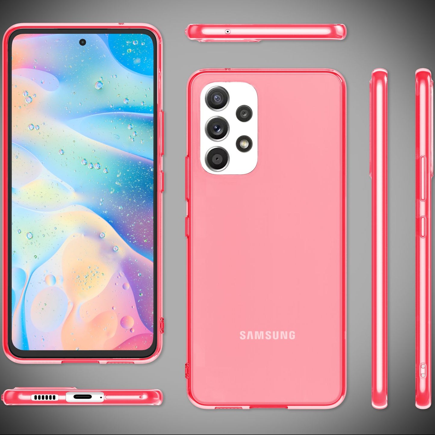 Klare Neon Silikonhülle für Samsung Galaxy A53, Handy Hülle Schutz TPU Case