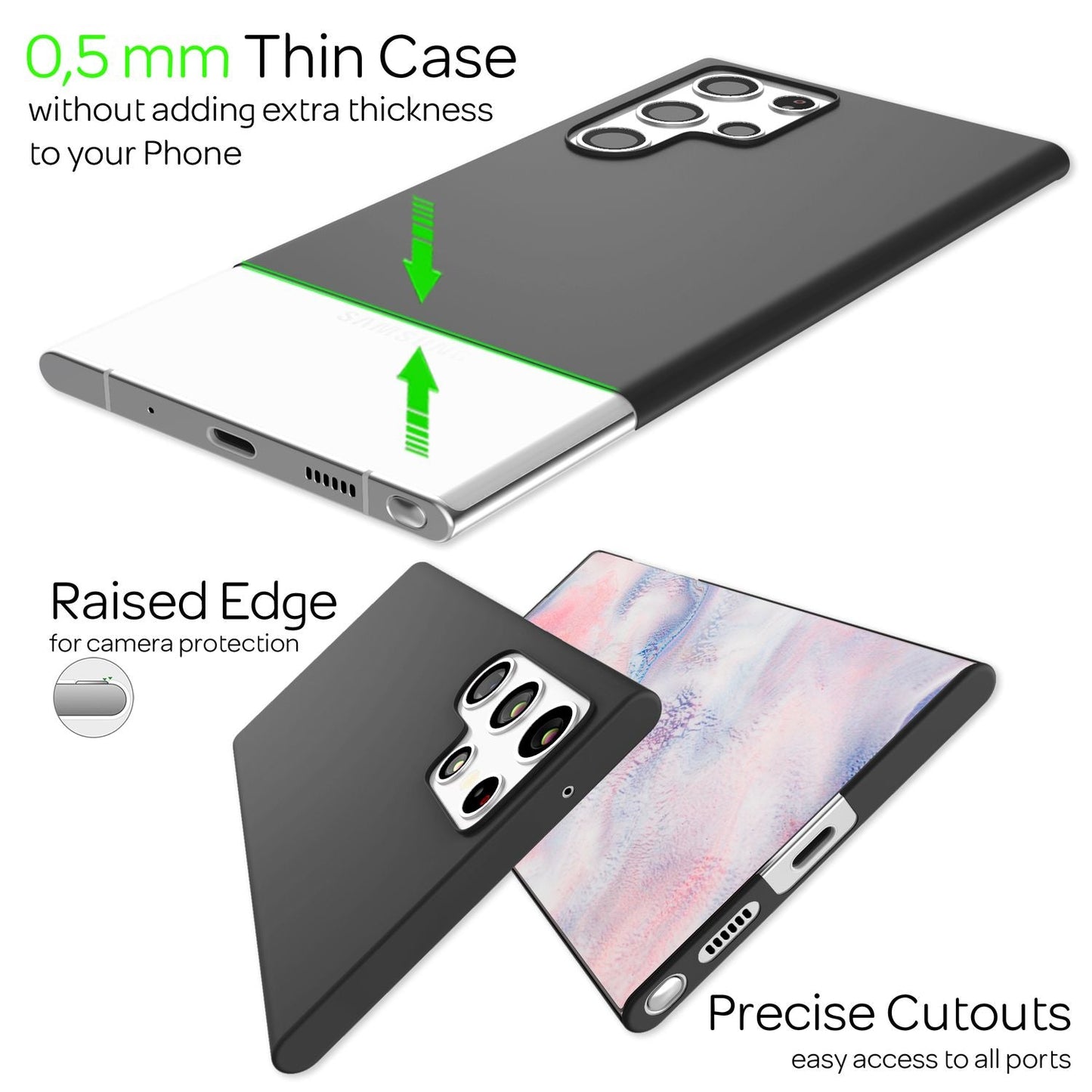 NALIA Ultra-Dünnes Hardcase für Samsung Galaxy S22 Ultra, Anti-Fingerabdruck Seidig-Matt Rutschfest Extra-Leicht 0,5mm Schlank, Harte Schutzhülle