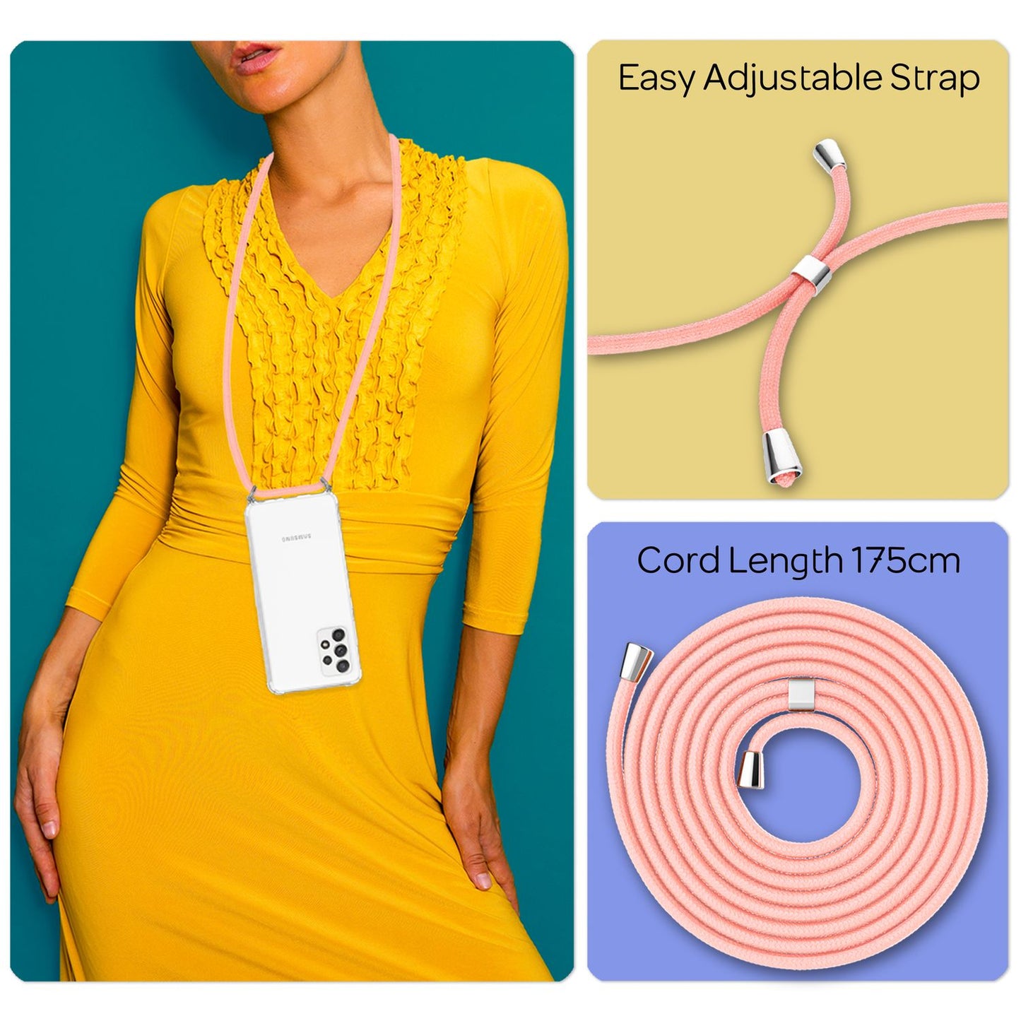 Carcasă Hangit pentru Samsung Galaxy A33, tip crossbody, cu lanț - Capacitate 120 cm, rezistentă la șocuri, potrivire perfectă