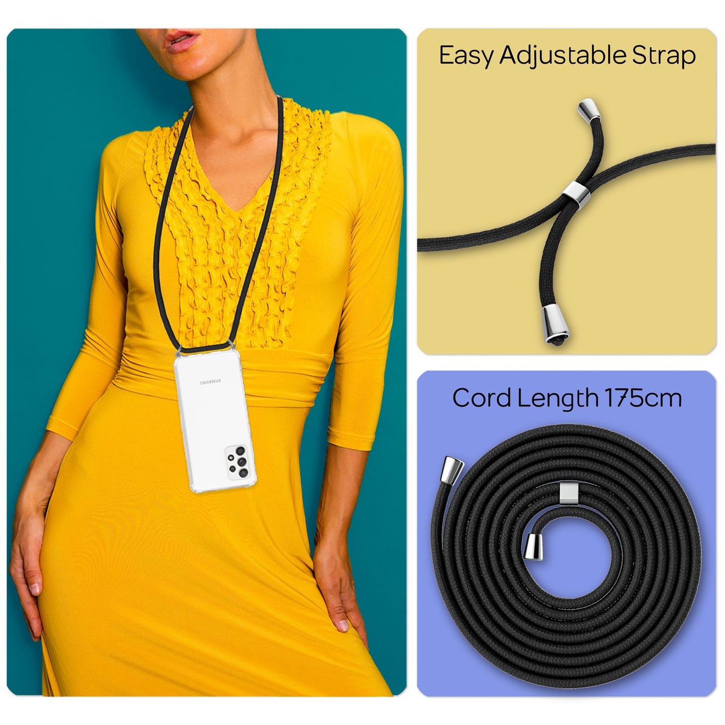 Carcasă Hangit pentru Samsung Galaxy A33, tip crossbody, cu lanț - Capacitate 120 cm, rezistentă la șocuri, potrivire perfectă