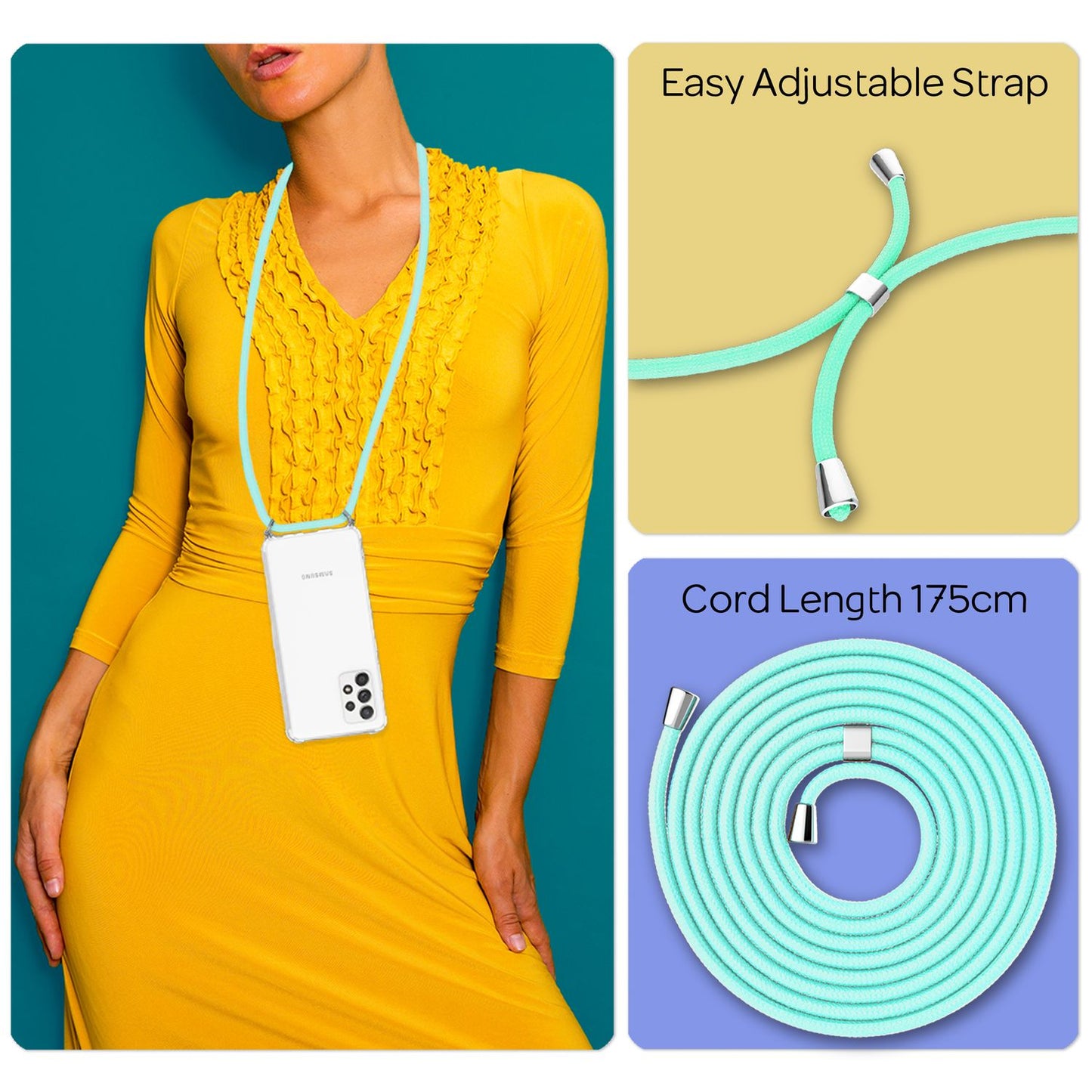 Carcasă Hangit pentru Samsung Galaxy A33, tip crossbody, cu lanț - Capacitate 120 cm, rezistentă la șocuri, potrivire perfectă