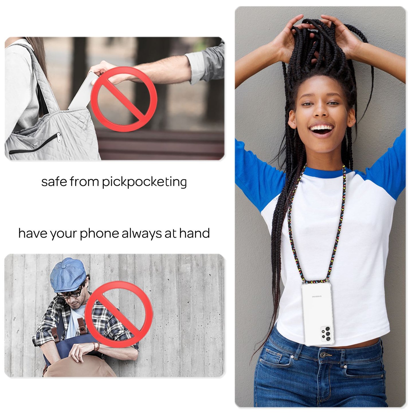 Carcasă Hangit pentru Samsung Galaxy A33, tip crossbody, cu lanț - Capacitate 120 cm, rezistentă la șocuri, potrivire perfectă