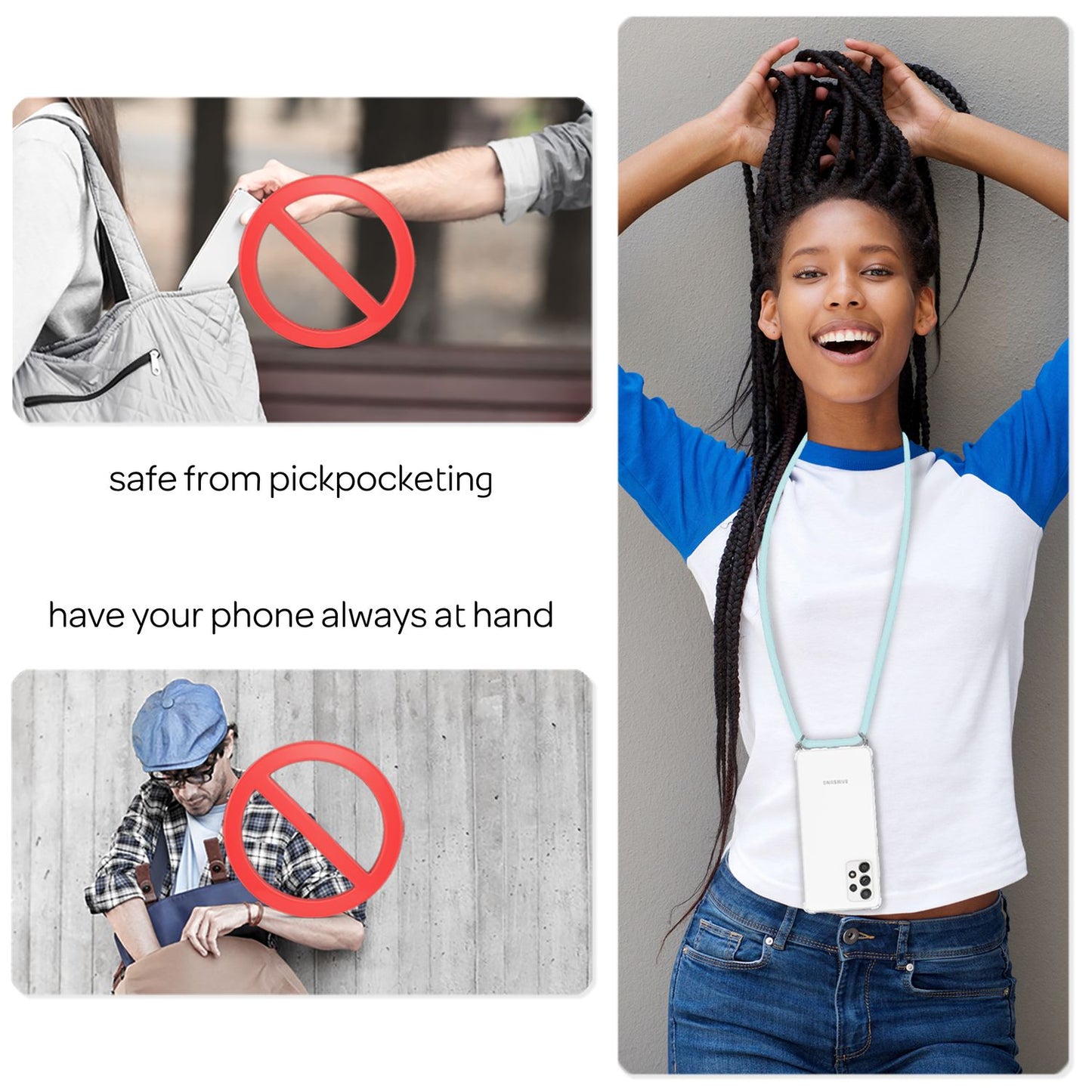 Carcasă Hangit pentru Samsung Galaxy A33, tip crossbody, cu lanț - Capacitate 120 cm, rezistentă la șocuri, potrivire perfectă