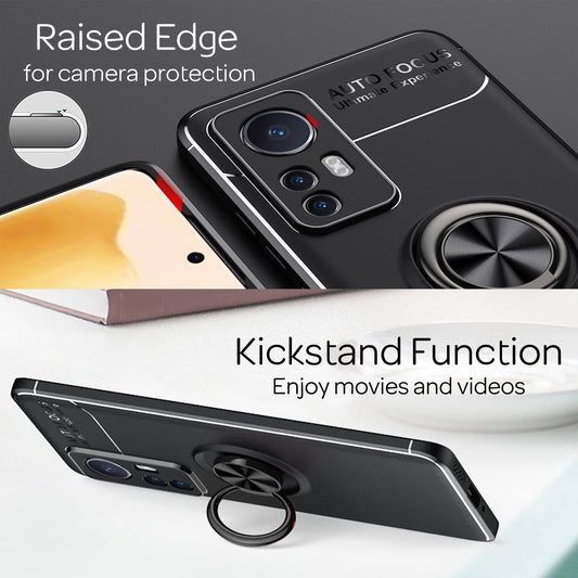 Carcasă inel negru mat pentru Xiaomi 12 / Xiaomi 12X - carcasă de telefon din silicon