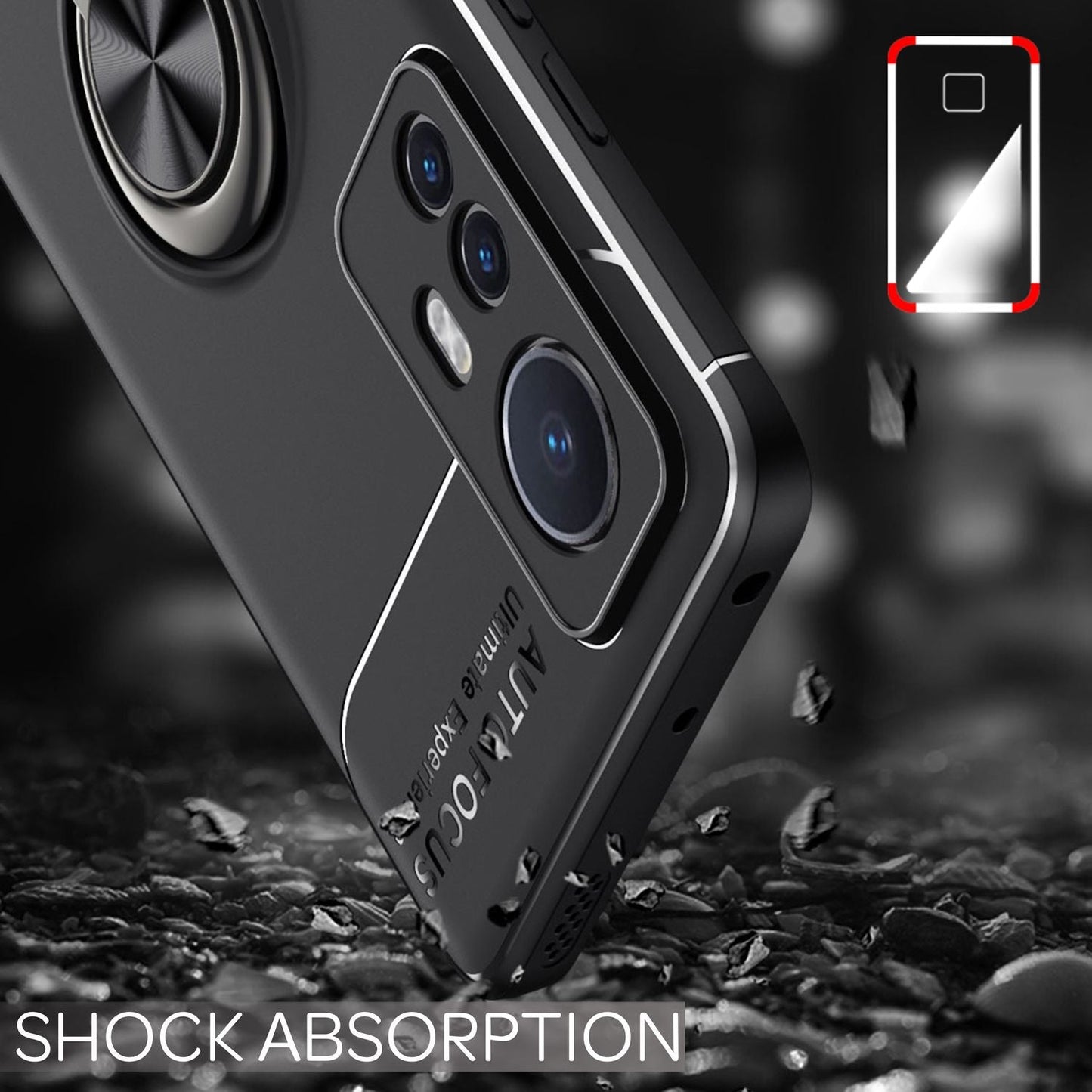 Carcasă inel negru mat pentru Xiaomi 12 / Xiaomi 12X - carcasă de telefon din silicon