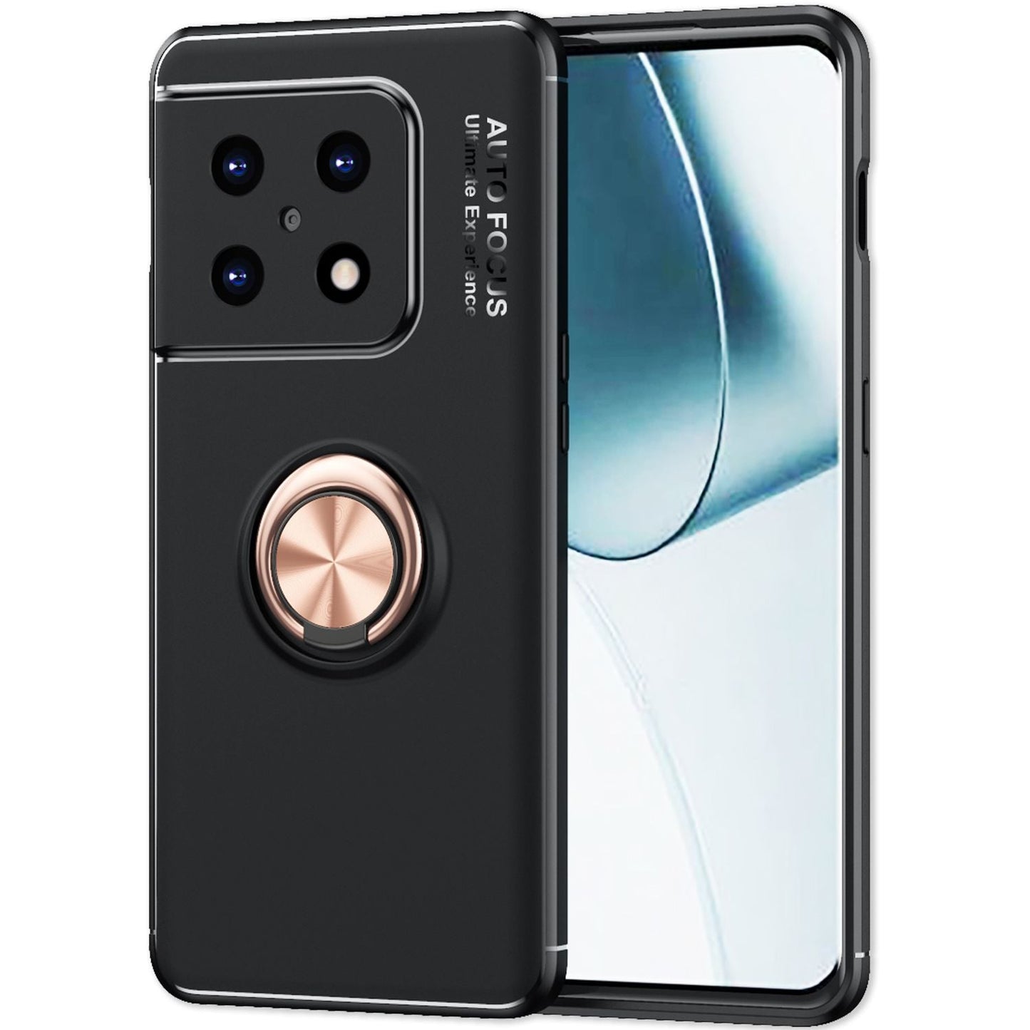 Matt-Schwarze Ringhülle für OnePlus 10 Pro - Handy Silikon Hülle Smartphone Case