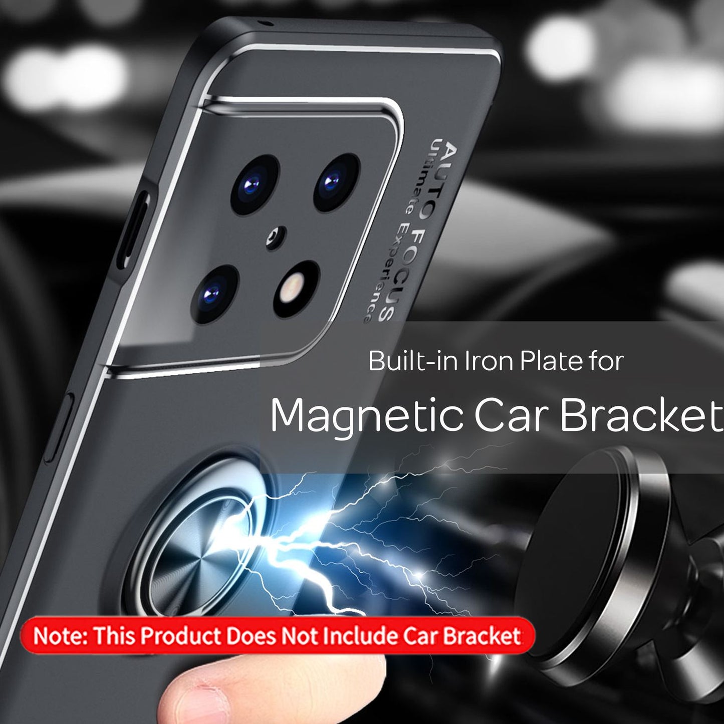 Matt-Schwarze Ringhülle für OnePlus 10 Pro - Handy Silikon Hülle Smartphone Case