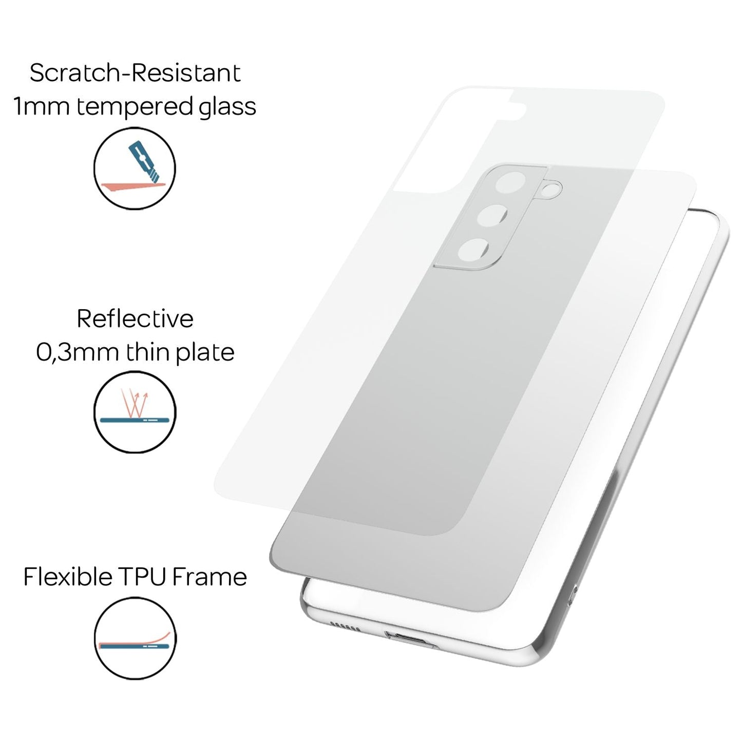 NALIA für Samsung Galaxy S22 Plus - Spiegel Handy Hülle Glas Cover Mirror Case