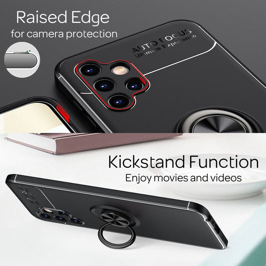 Für Samsung Galaxy A13 - Matt-Schwarze Ringhülle Standfunktion Case